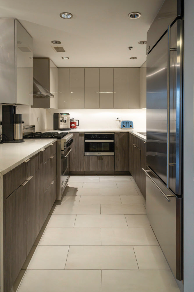 Miralis Modern Grey Two-Textured Kitchen with Viking Range