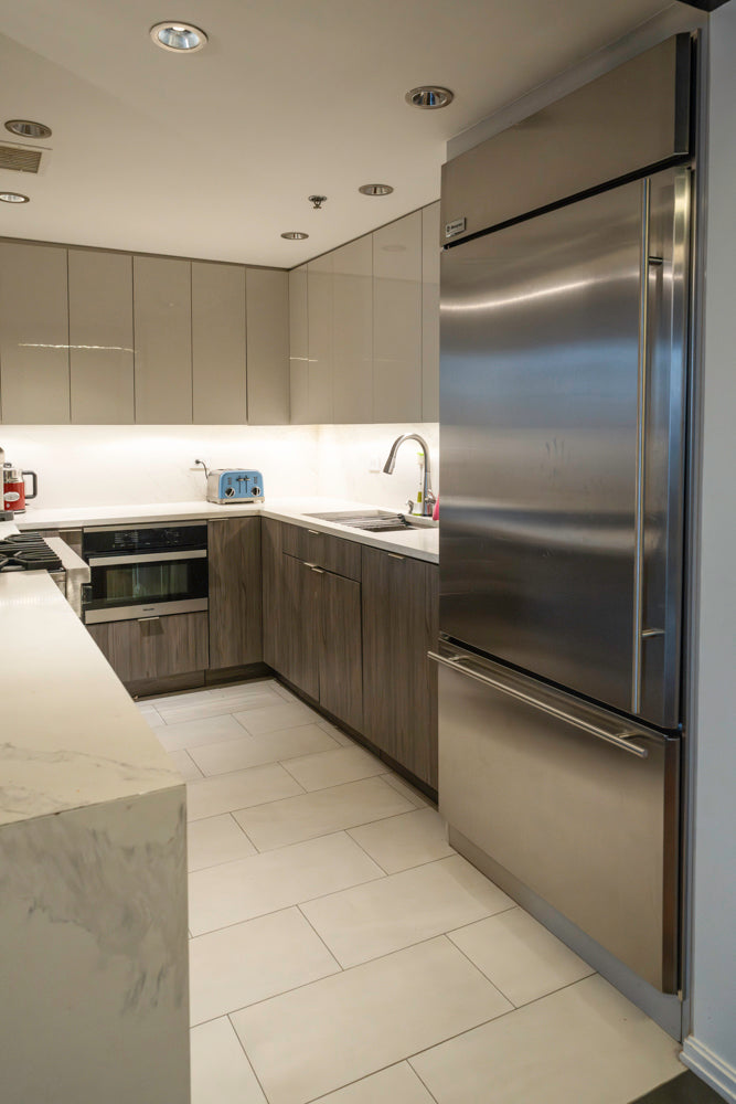 Miralis Modern Grey Two-Textured Kitchen with Viking Range