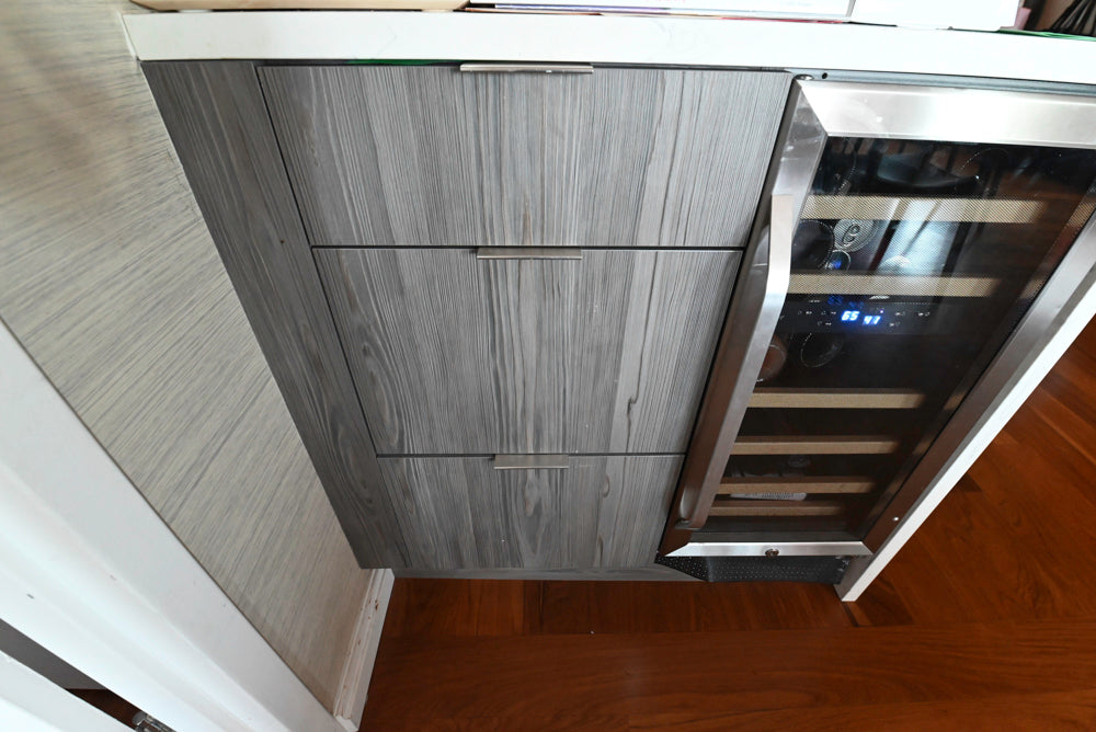 Miralis Modern Grey Two-Textured Kitchen with Viking Range