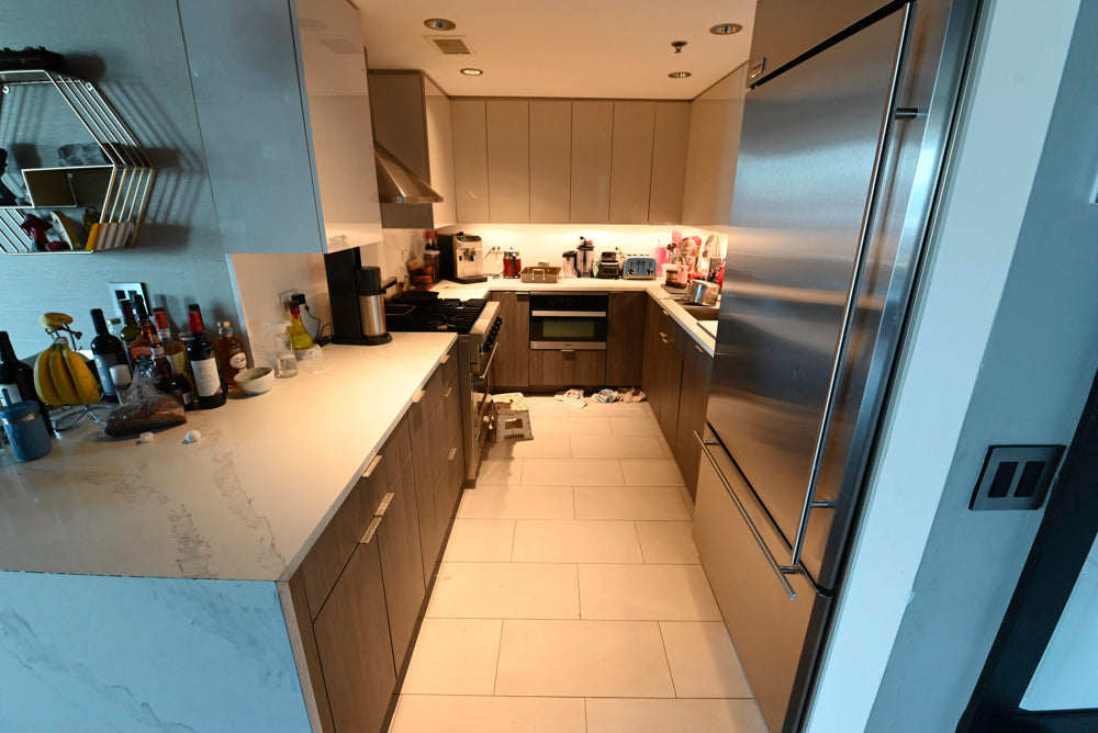 Miralis Modern Grey Two-Textured Kitchen with Viking Range