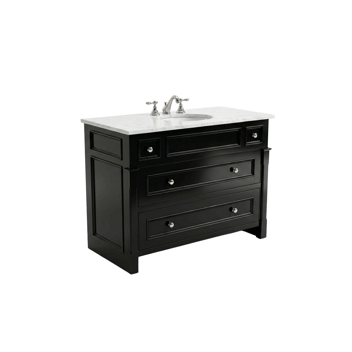 Transitional 44 inch glossy black freestanding single bathroom vanity