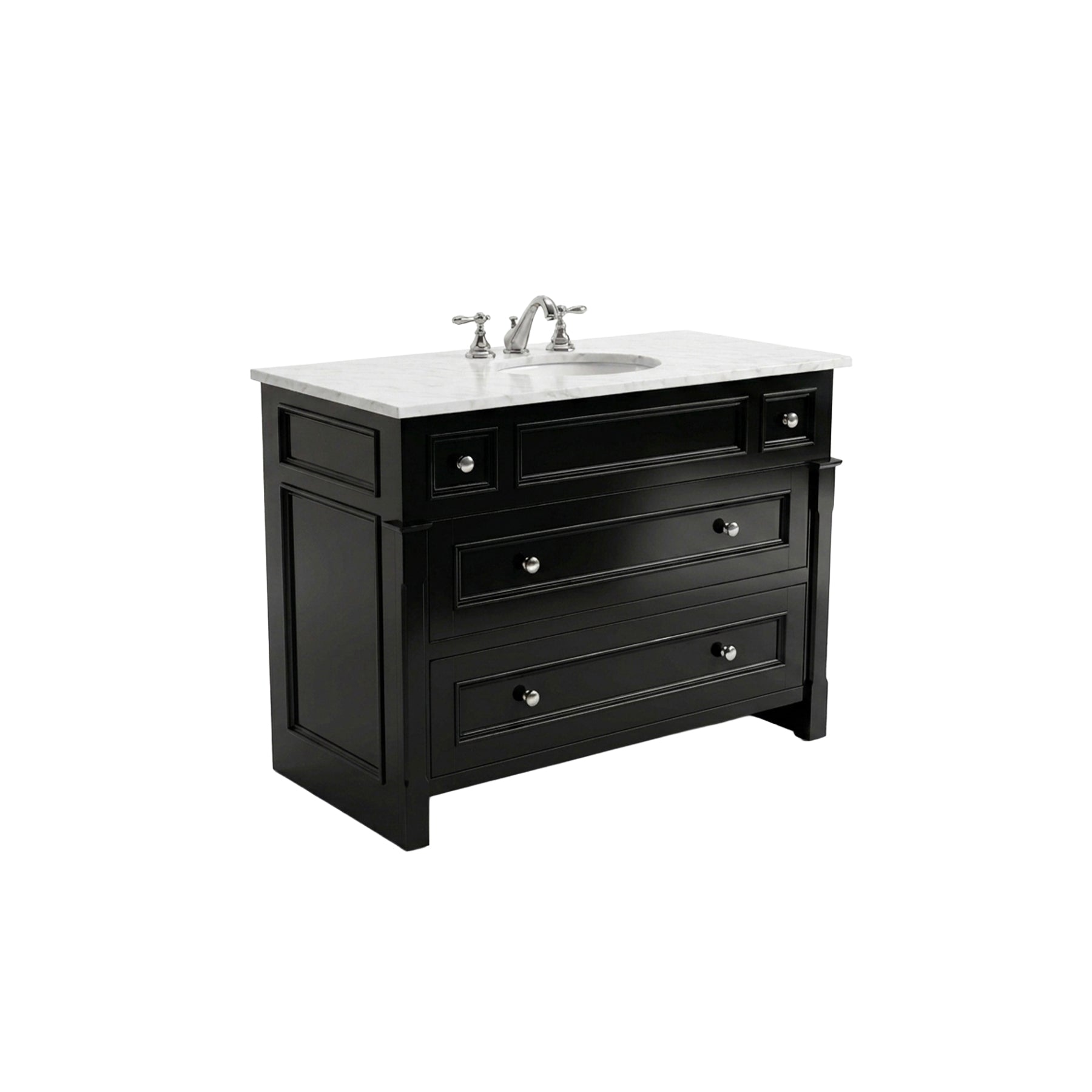 Transitional 44 inch glossy black freestanding single bathroom vanity