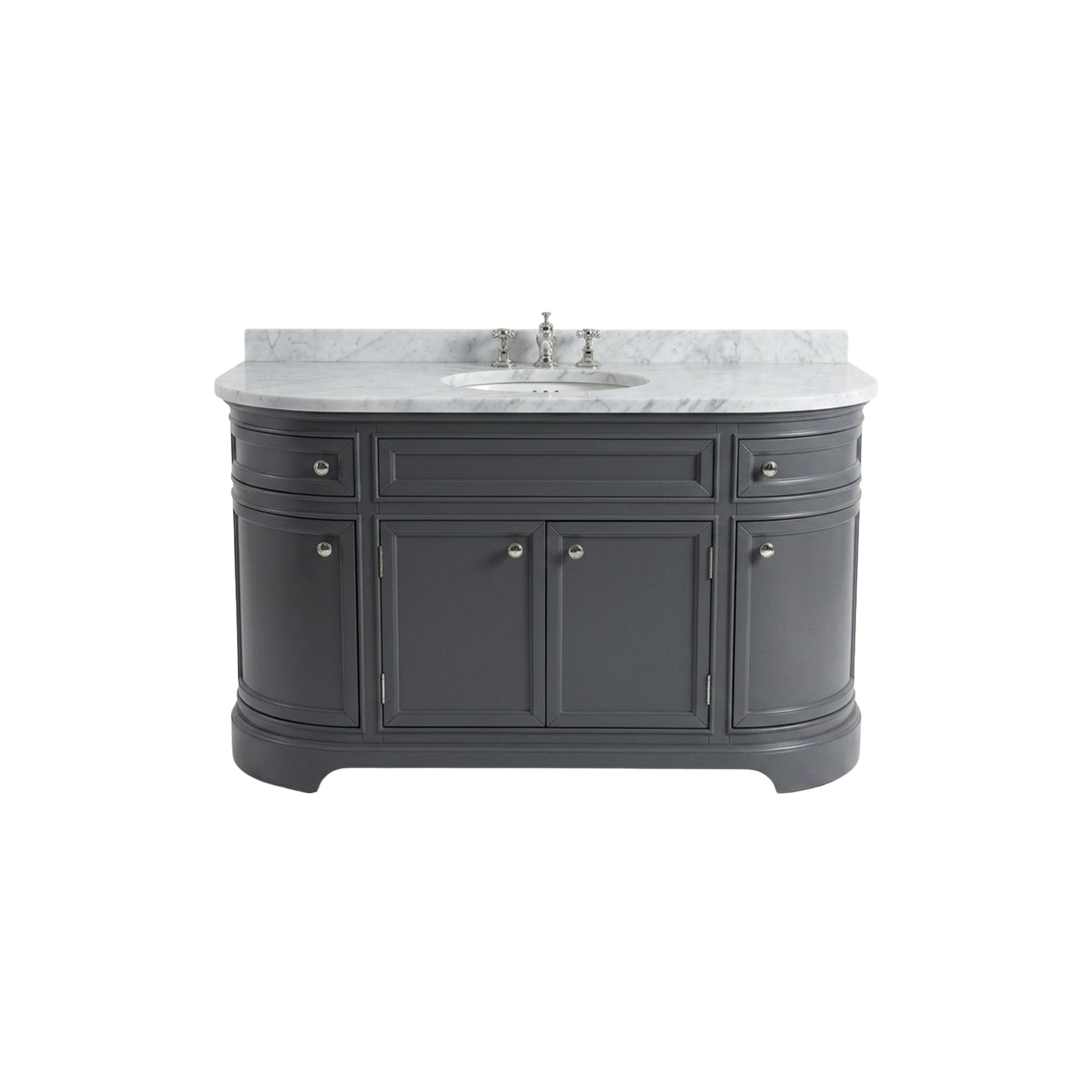 Curved bowfront 58 inch charcoal grey single bathroom vanity