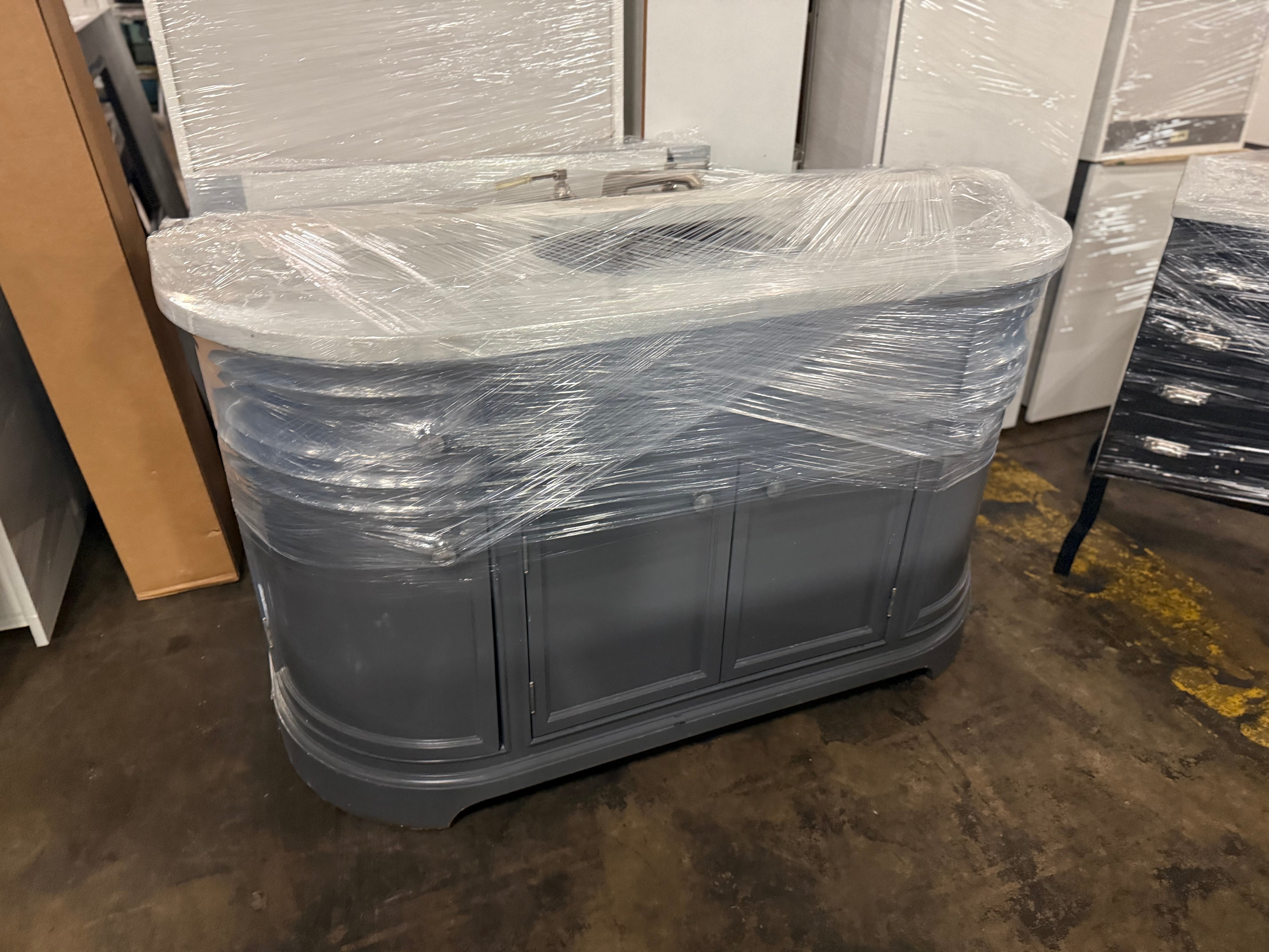58 in luxury grey vanity cabinet with sweeping curved front