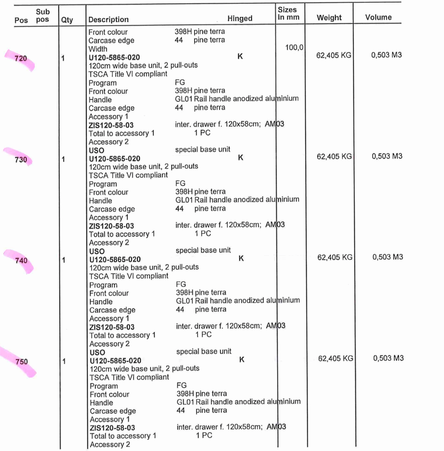 Poggenpohl Modern Pine Terra & Satin Glass Dining Room Storage Cabinetry