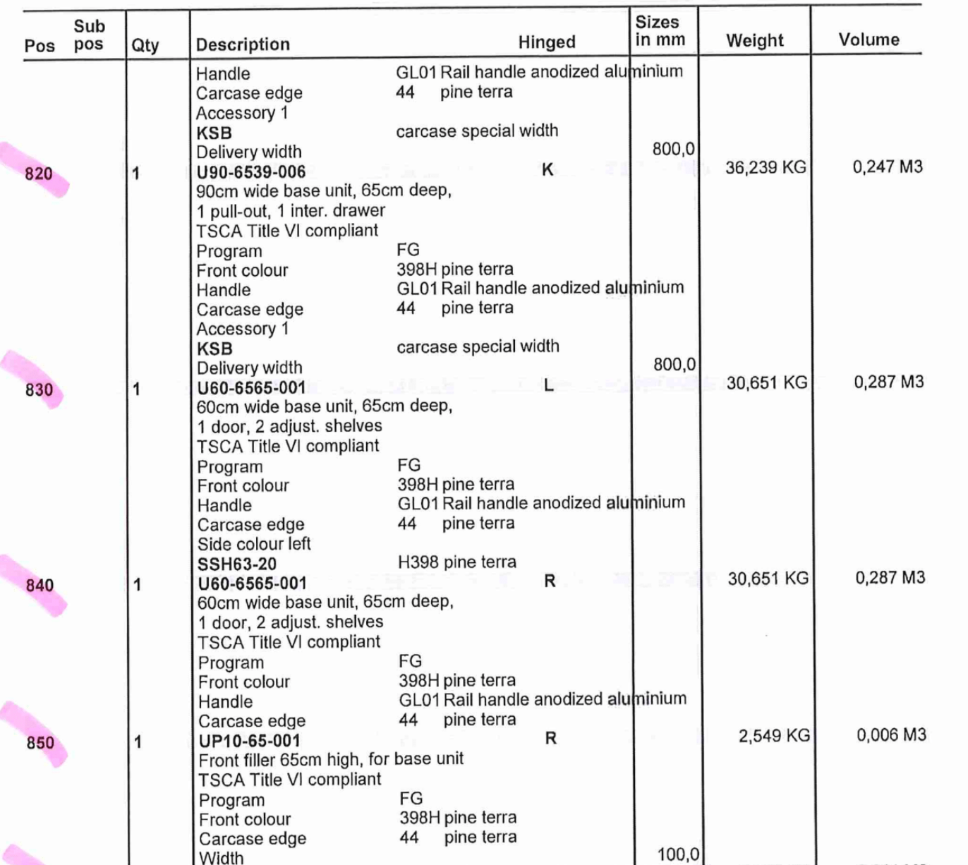 Poggenpohl Modern Pine Terra & Satin Glass Dining Room Storage Cabinetry