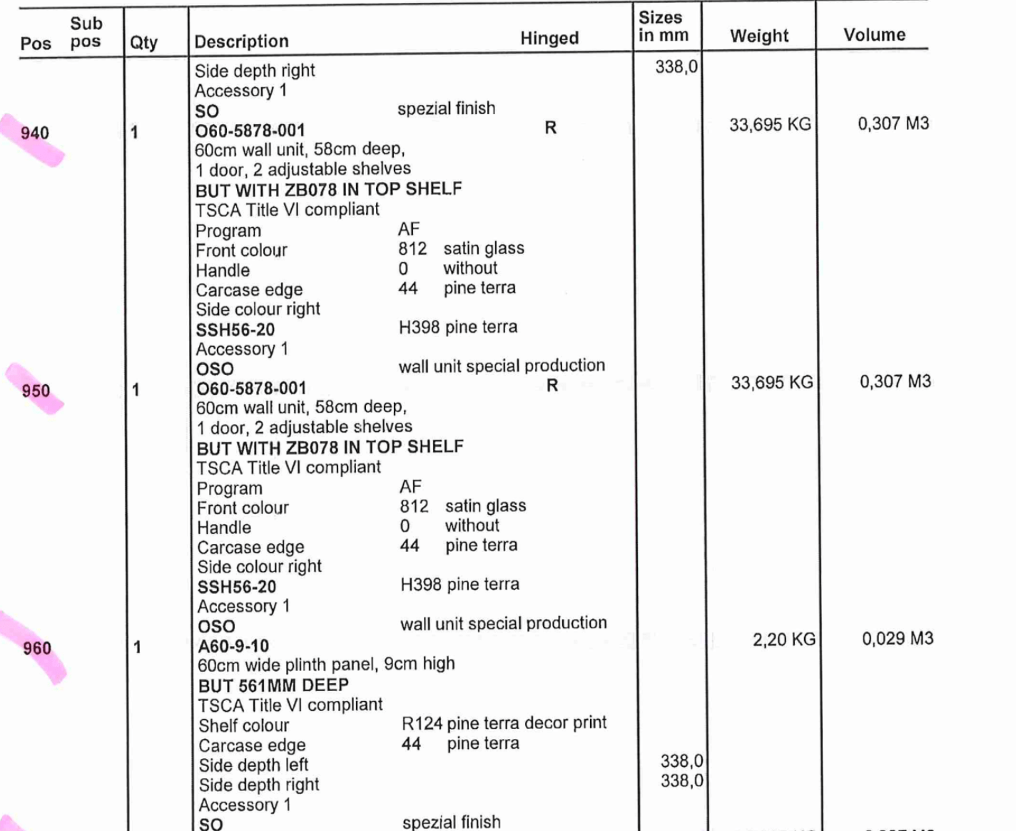 Poggenpohl Modern Pine Terra & Satin Glass Dining Room Storage Cabinetry