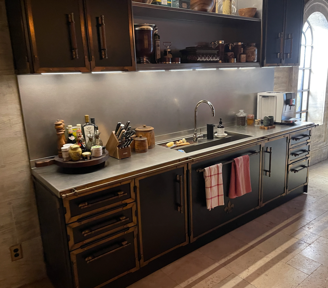 L'Atelier Paris Haute Design Le Classique Noir Matte Kitchen Cabinets with Cook Island