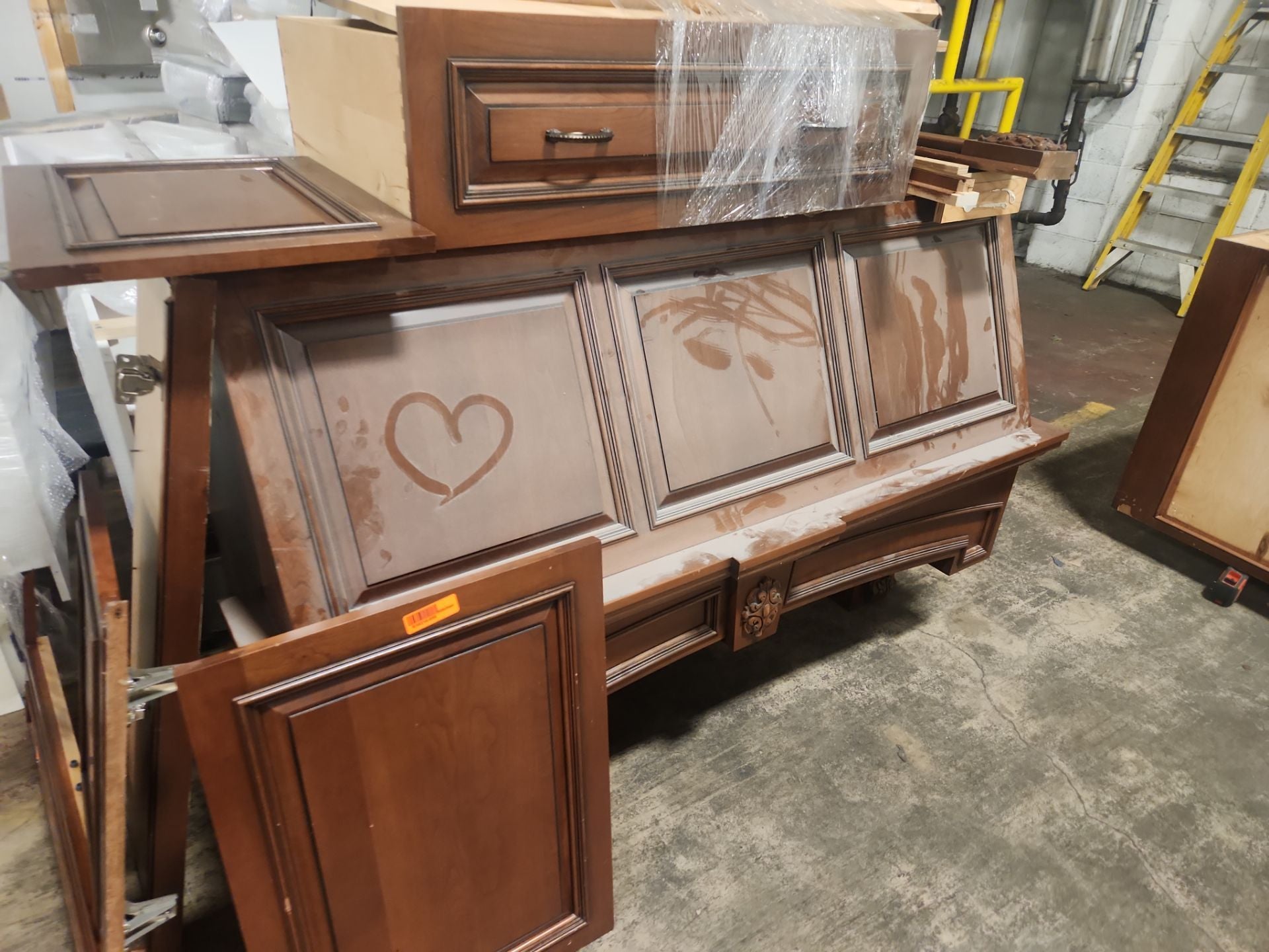 Luxury wood kitchen cabinets with refrigerator panels for integrated cooling