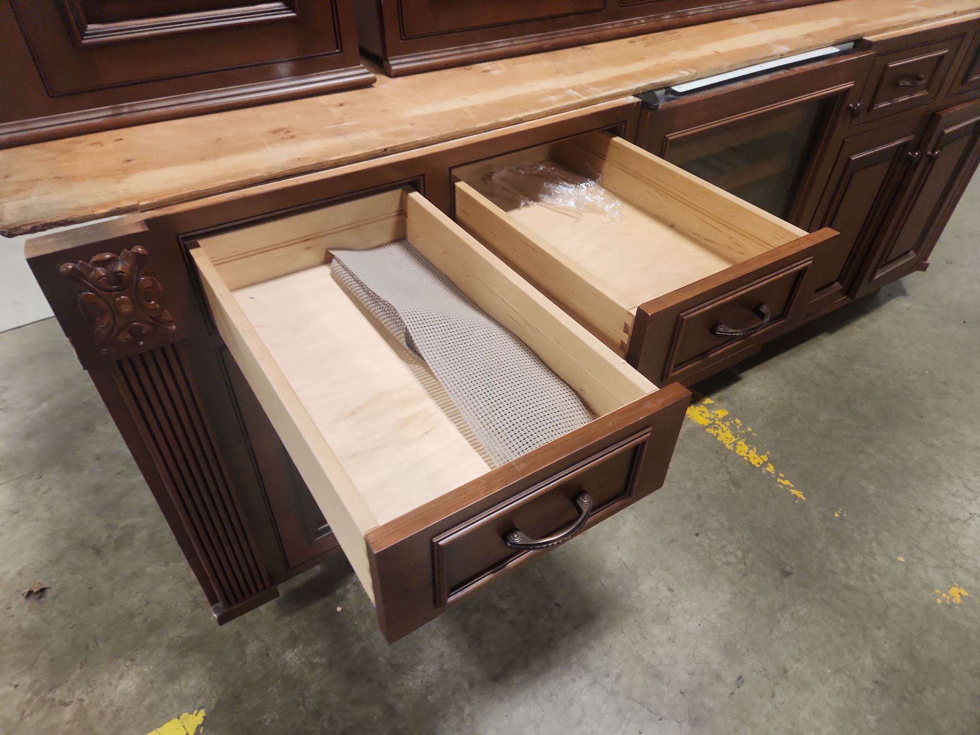 “The Reserve” Custom Traditional Wood Butler's Pantry with Sub-Zero Wine Cooler