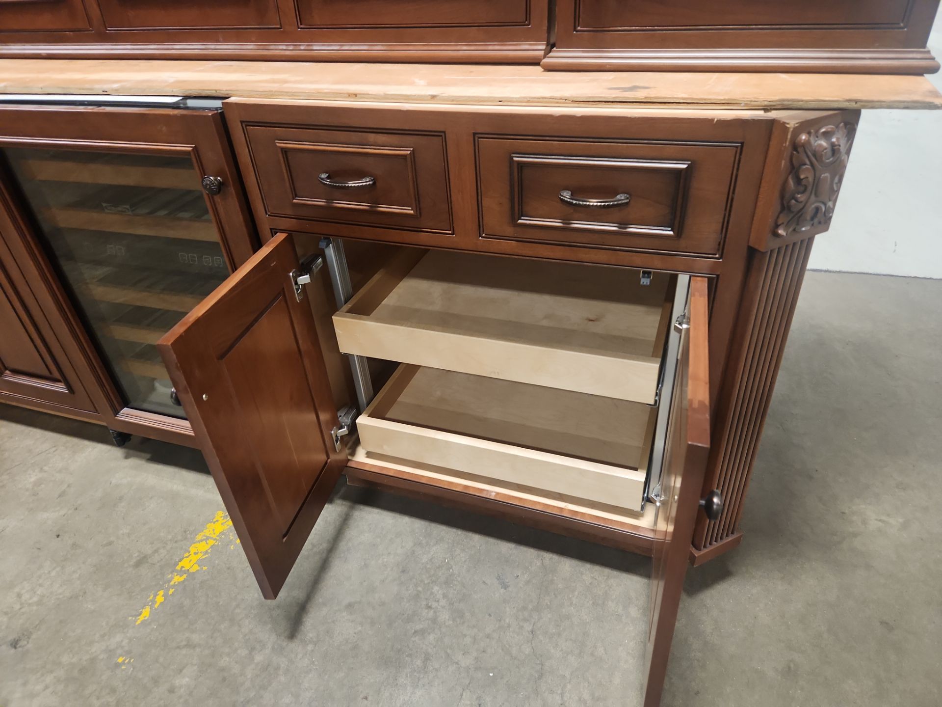“The Reserve” Custom Traditional Wood Butler's Pantry with Sub-Zero Wine Cooler