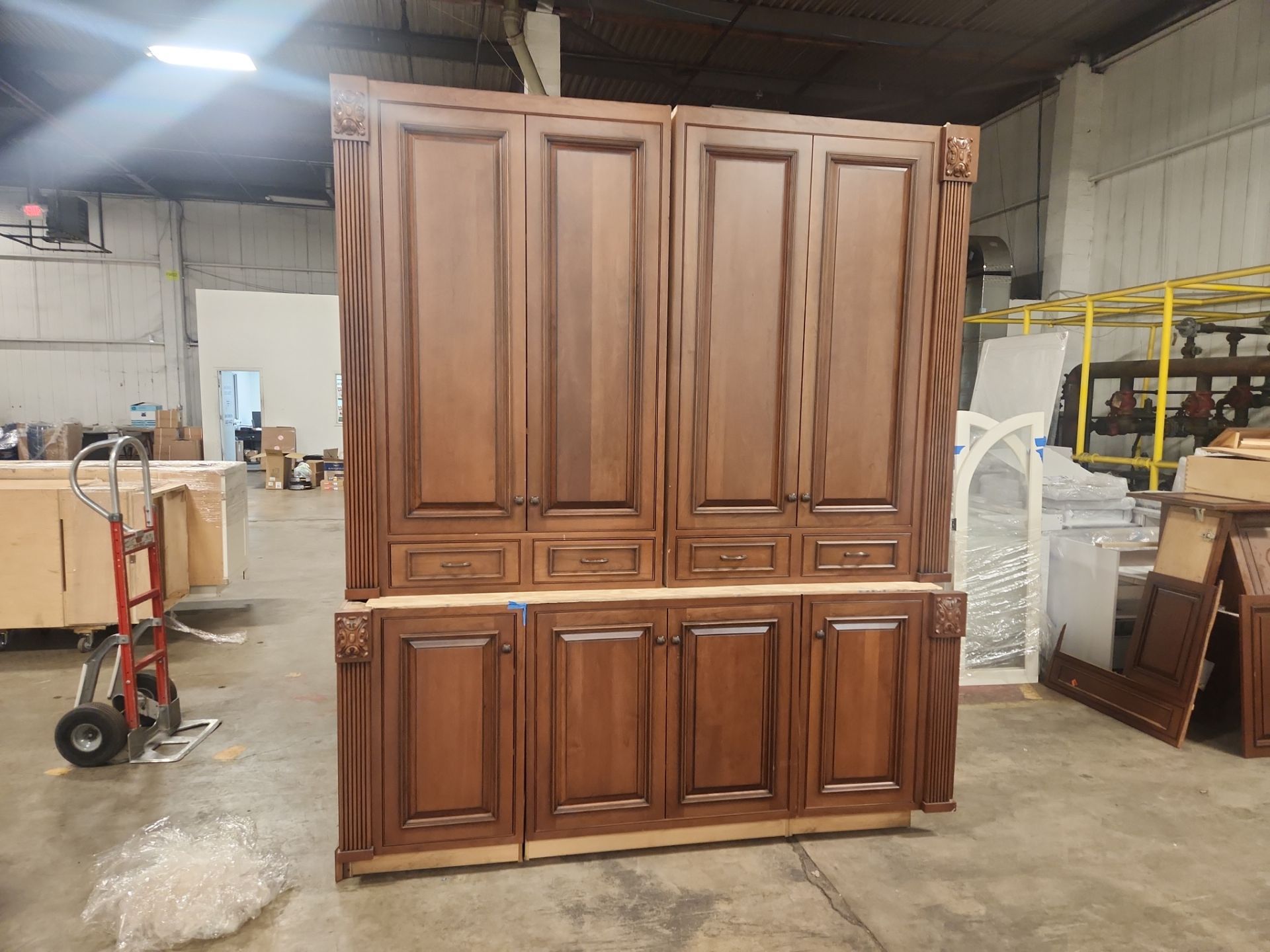 “The Reserve” Custom Traditional Wood Butler's Pantry with Sub-Zero Wine Cooler