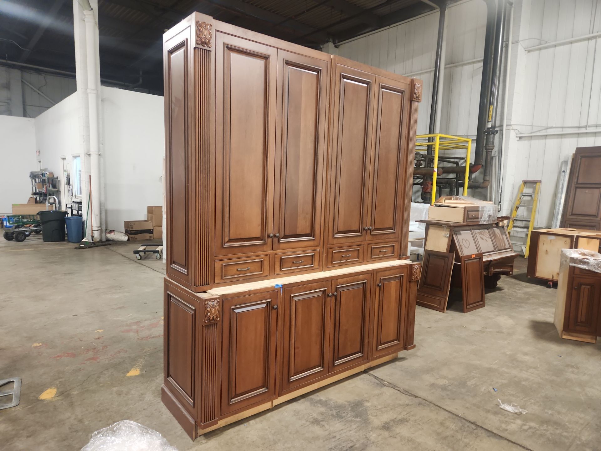 “The Reserve” Custom Traditional Wood Butler's Pantry with Sub-Zero Wine Cooler