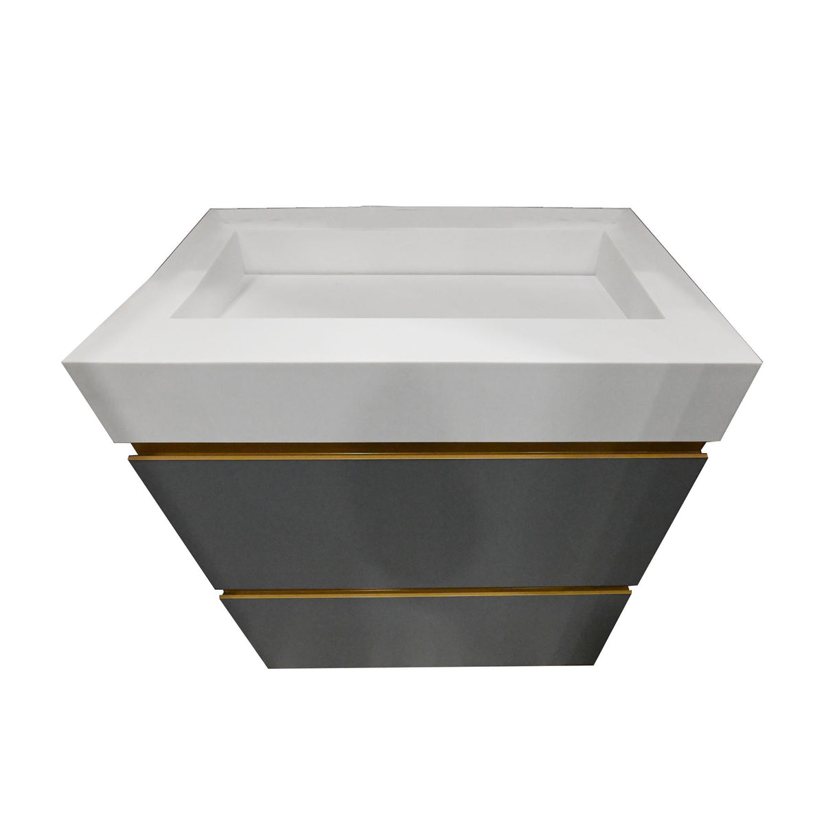 Birex 30" Modern Matte Lacquered Vanity with White Integrated Sink Top and Glass Wardrobe