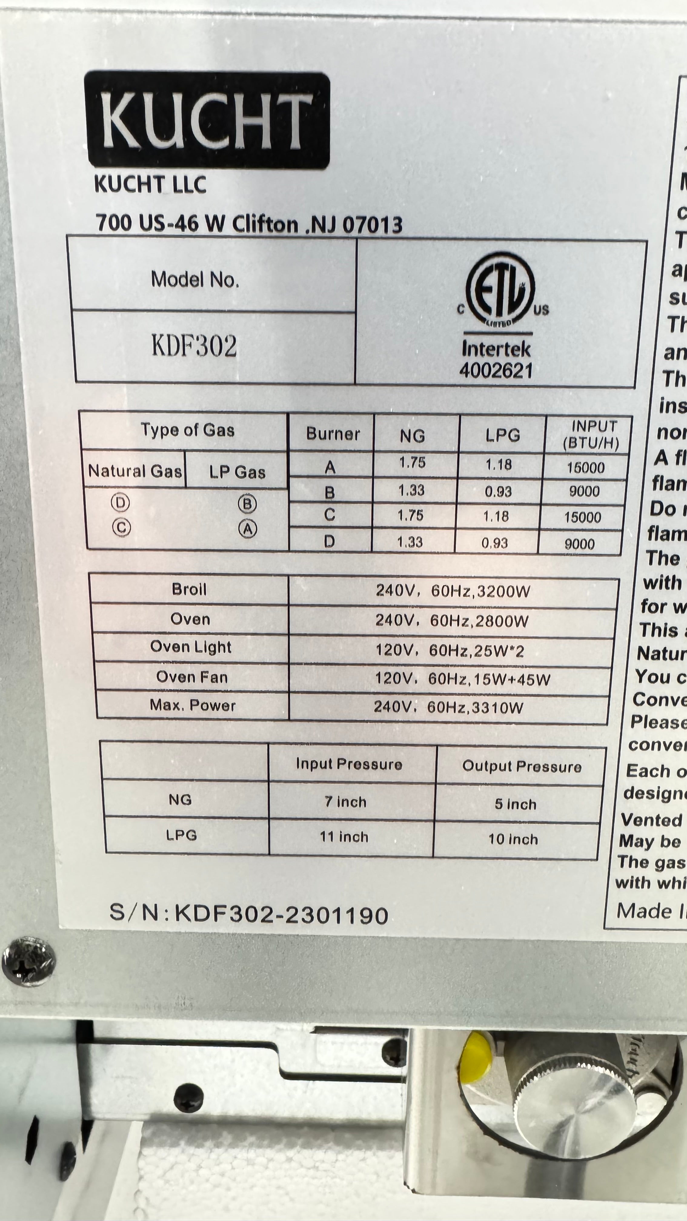 Kucht Professional Pro-Style KDF302 30" Stainless Steel Dual Fuel Range