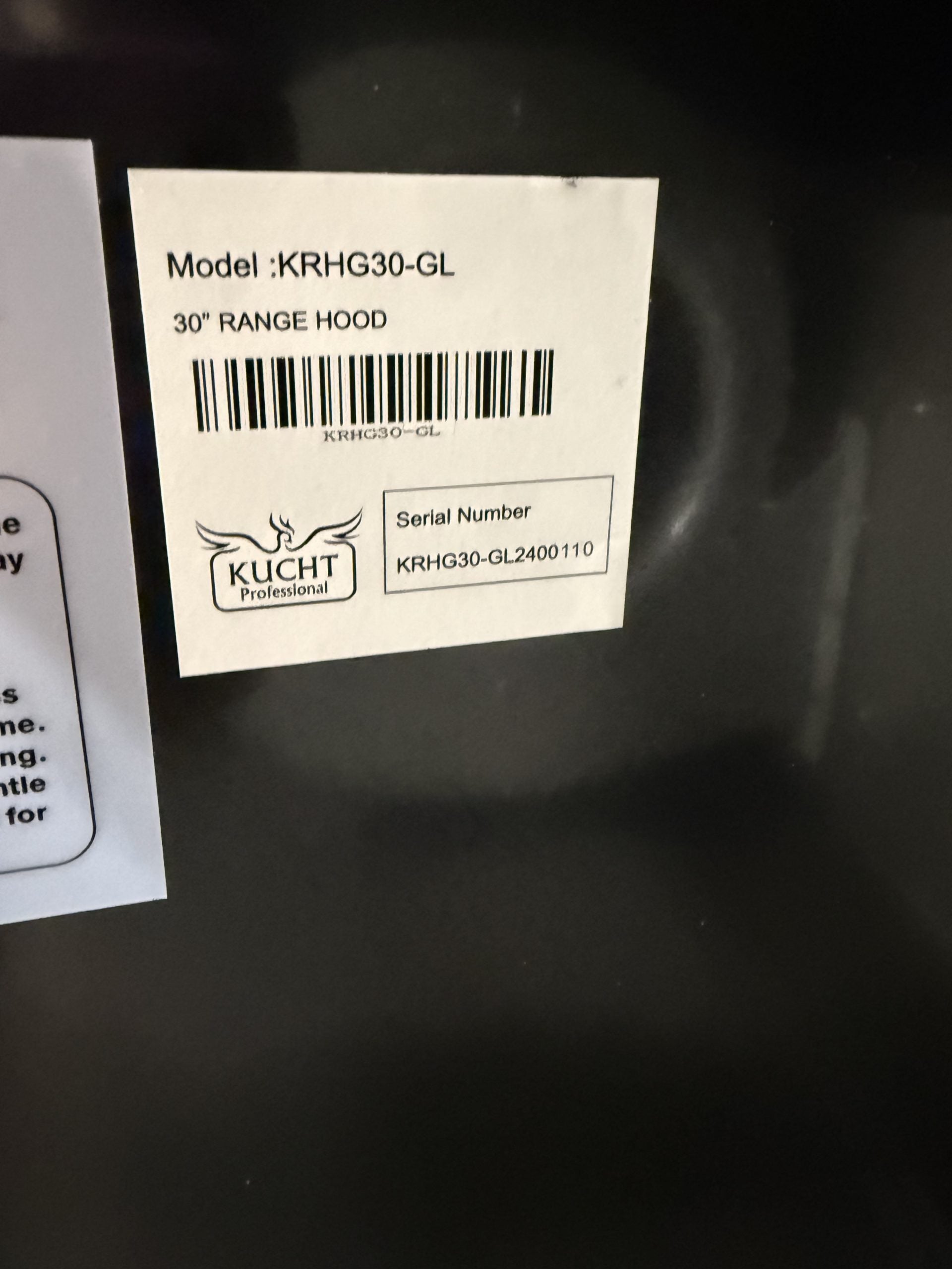 Kucht Professional KRH30SG 30" Black Under Cabinet Range Hood