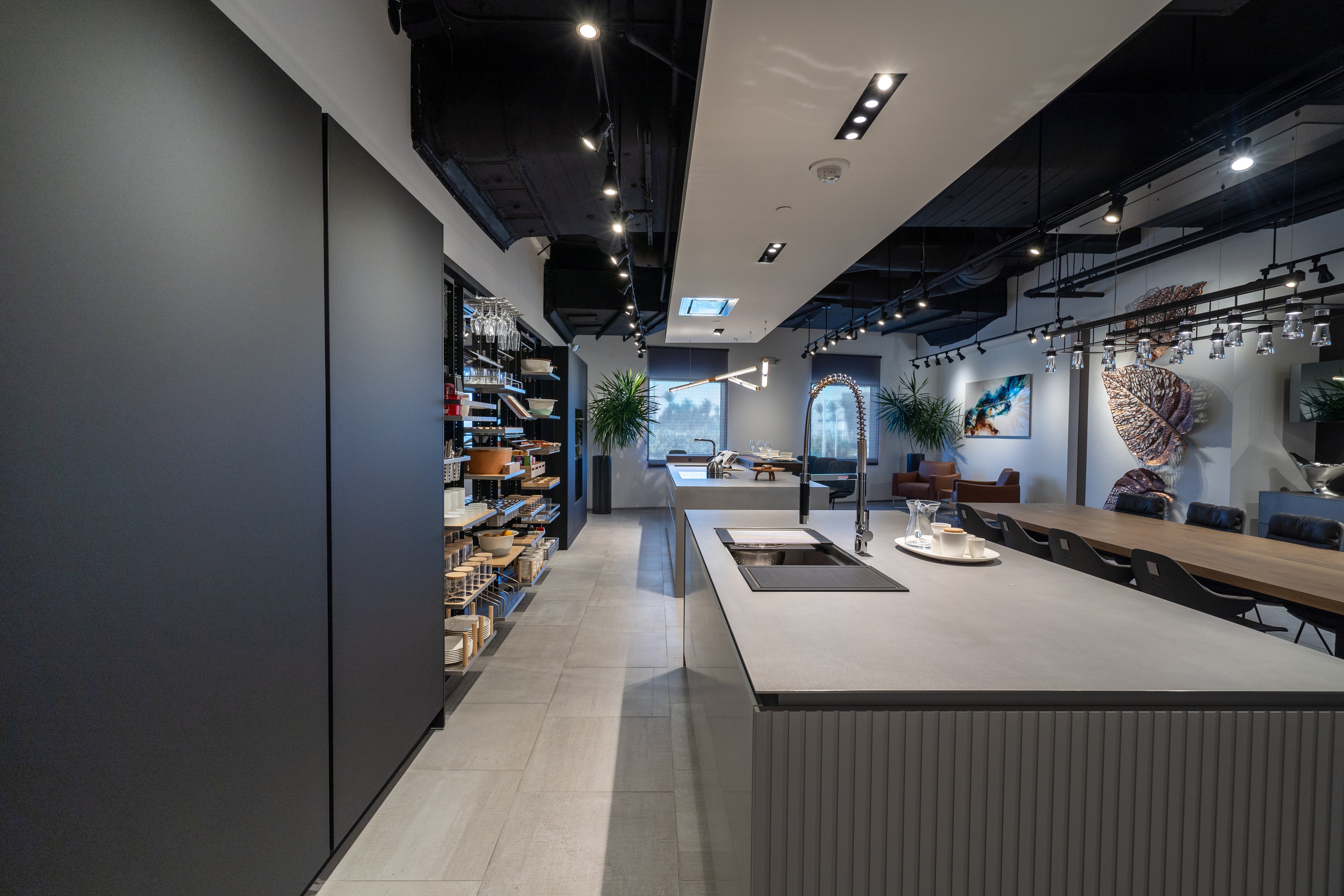 eggersmann USA Black & Grey Work's Glass Modern Kitchen with Sub-Zero & Wolf Appliances