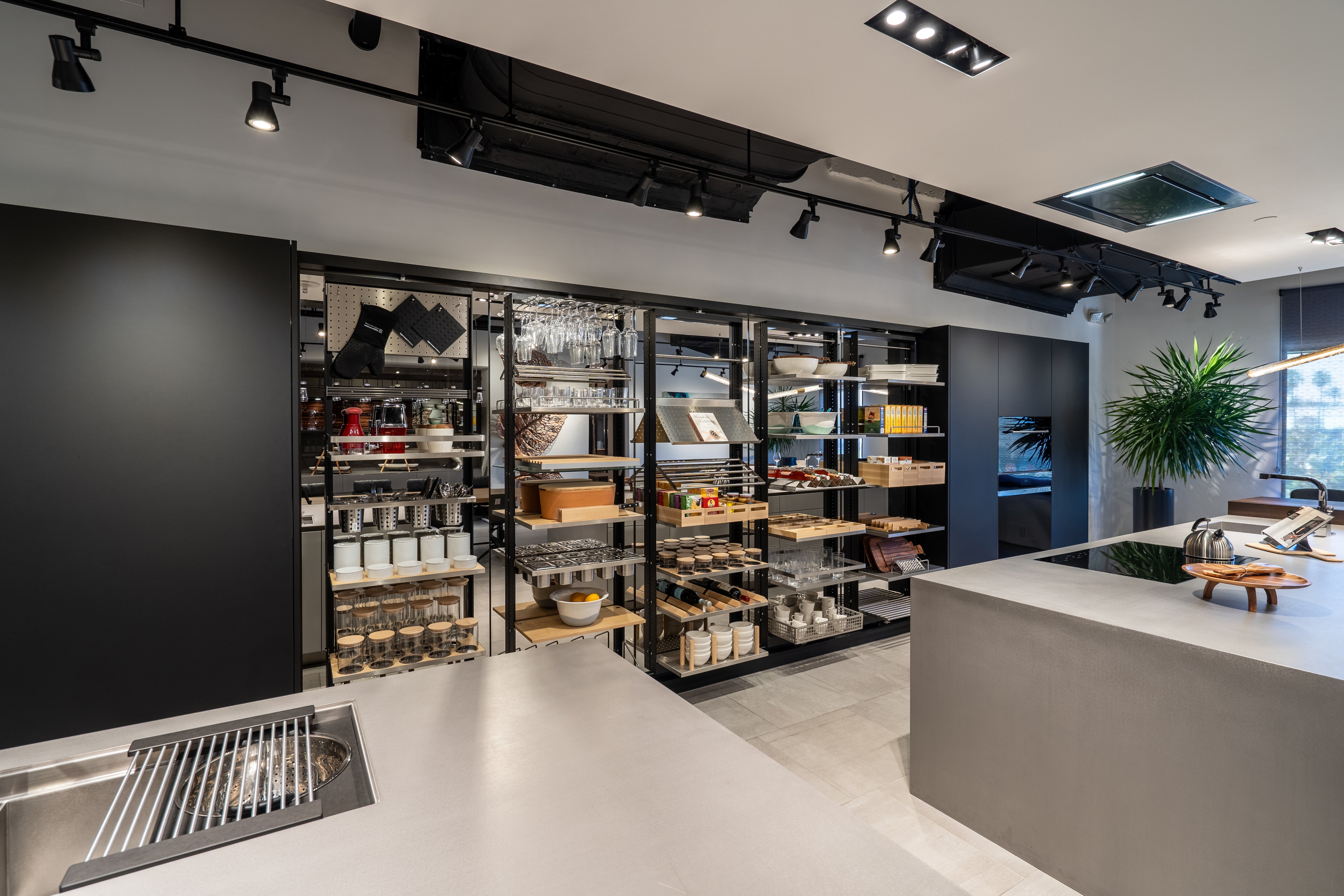 eggersmann USA Black & Grey Work's Glass Modern Kitchen with Sub-Zero & Wolf Appliances
