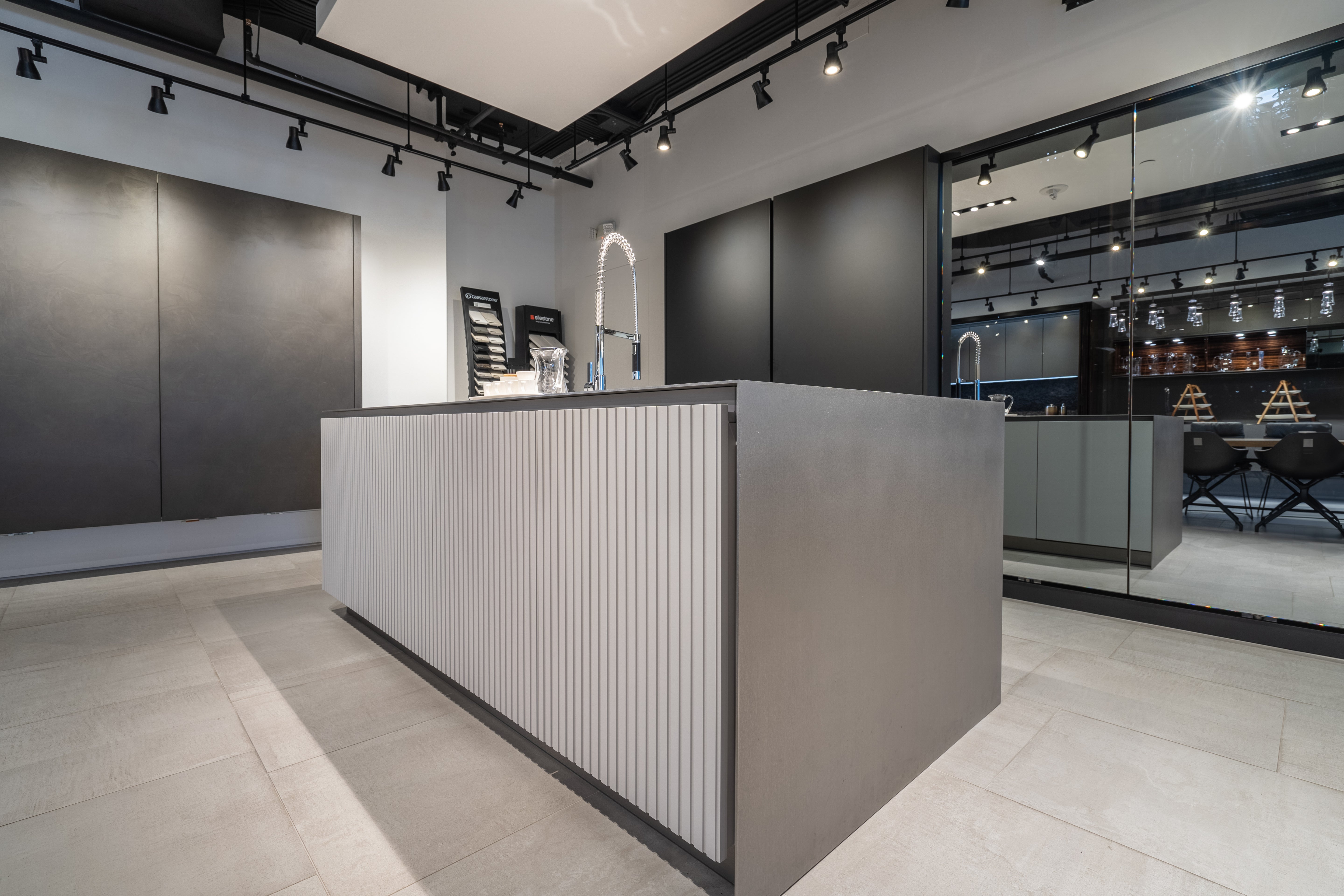 eggersmann USA Black & Grey Work's Glass Modern Kitchen with Sub-Zero & Wolf Appliances