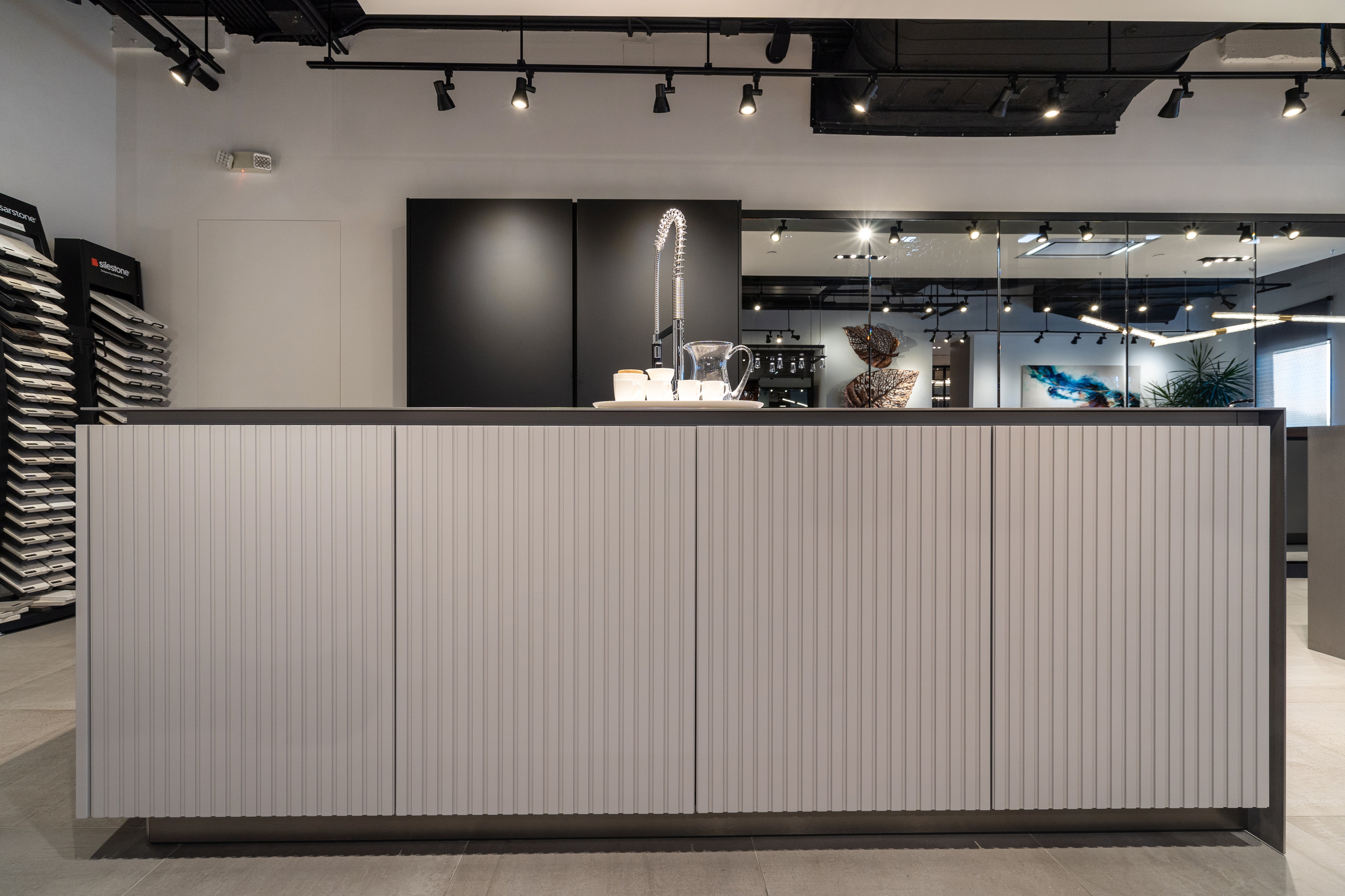 eggersmann USA Black & Grey Work's Glass Modern Kitchen with Sub-Zero & Wolf Appliances