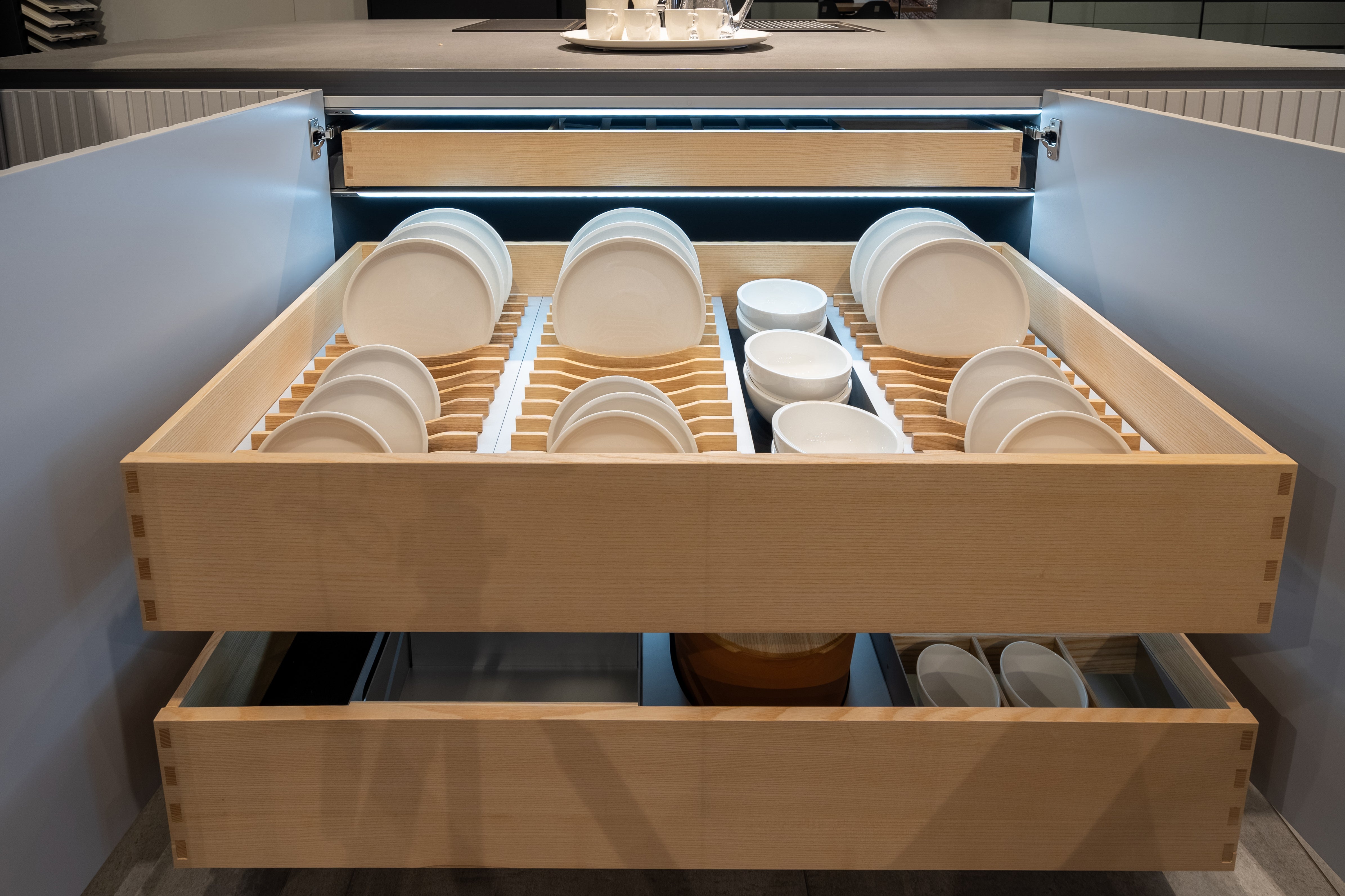 eggersmann USA Black & Grey Work's Glass Modern Kitchen with Sub-Zero & Wolf Appliances
