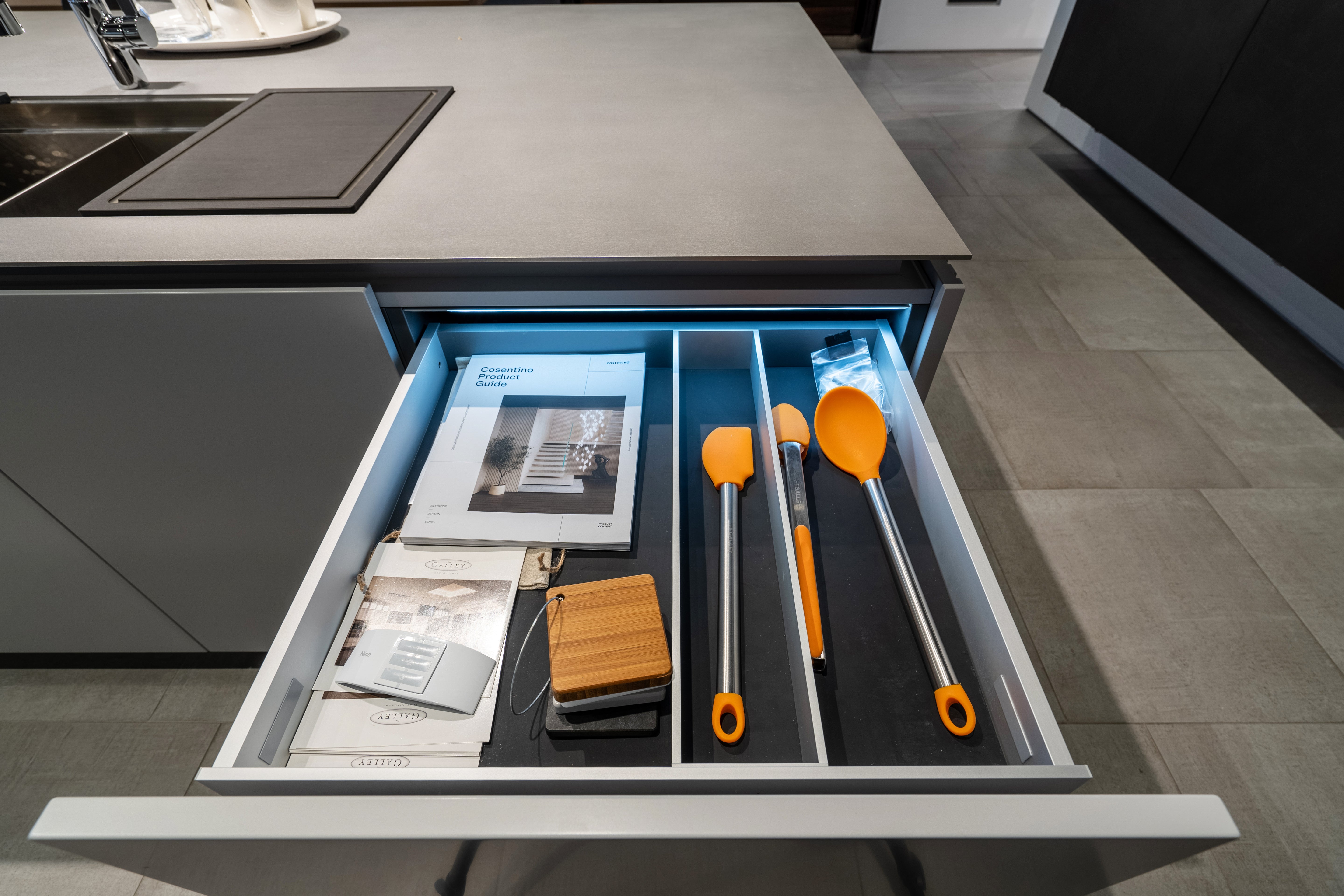 eggersmann USA Black & Grey Work's Glass Modern Kitchen with Sub-Zero & Wolf Appliances