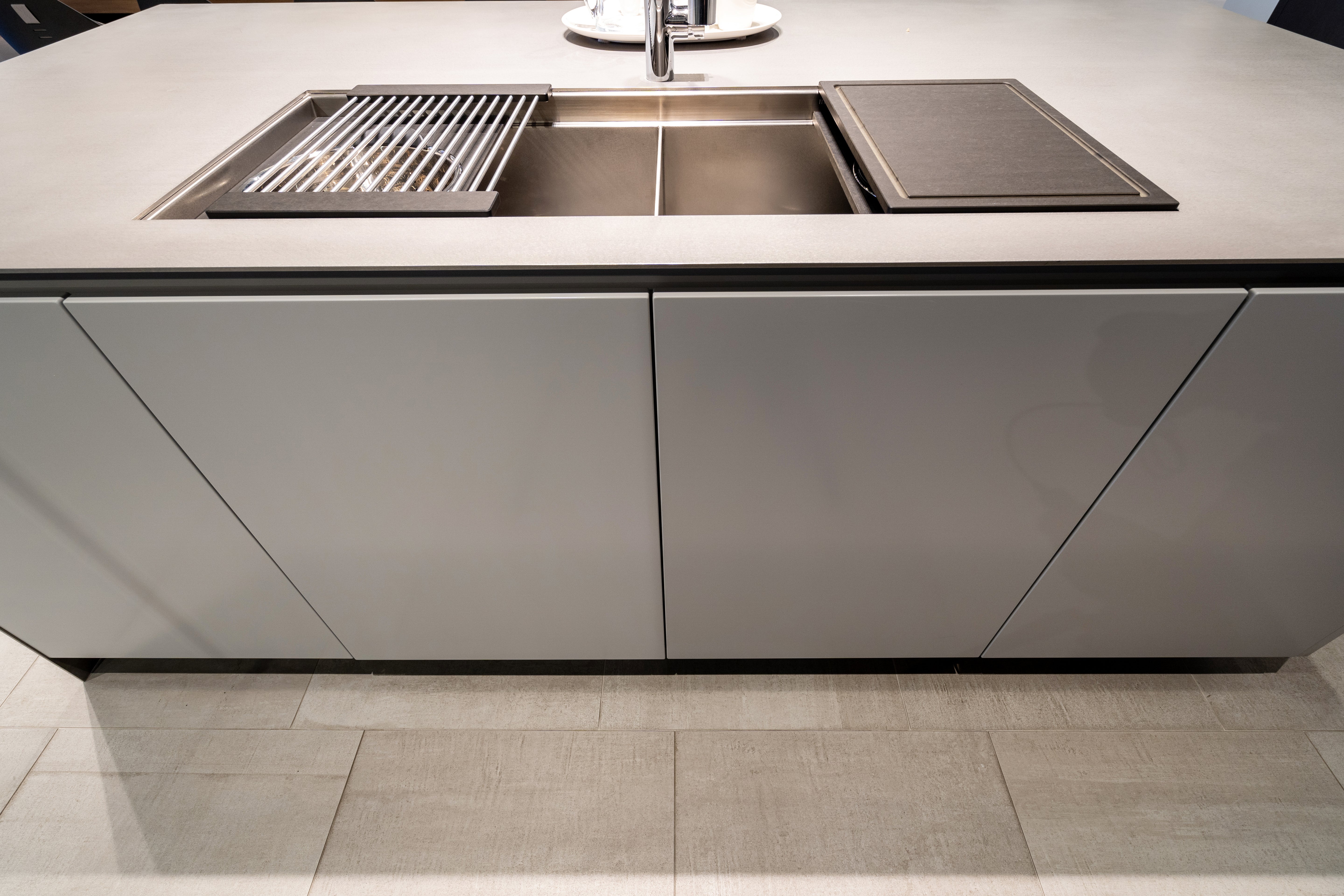 eggersmann USA Black & Grey Work's Glass Modern Kitchen with Sub-Zero & Wolf Appliances