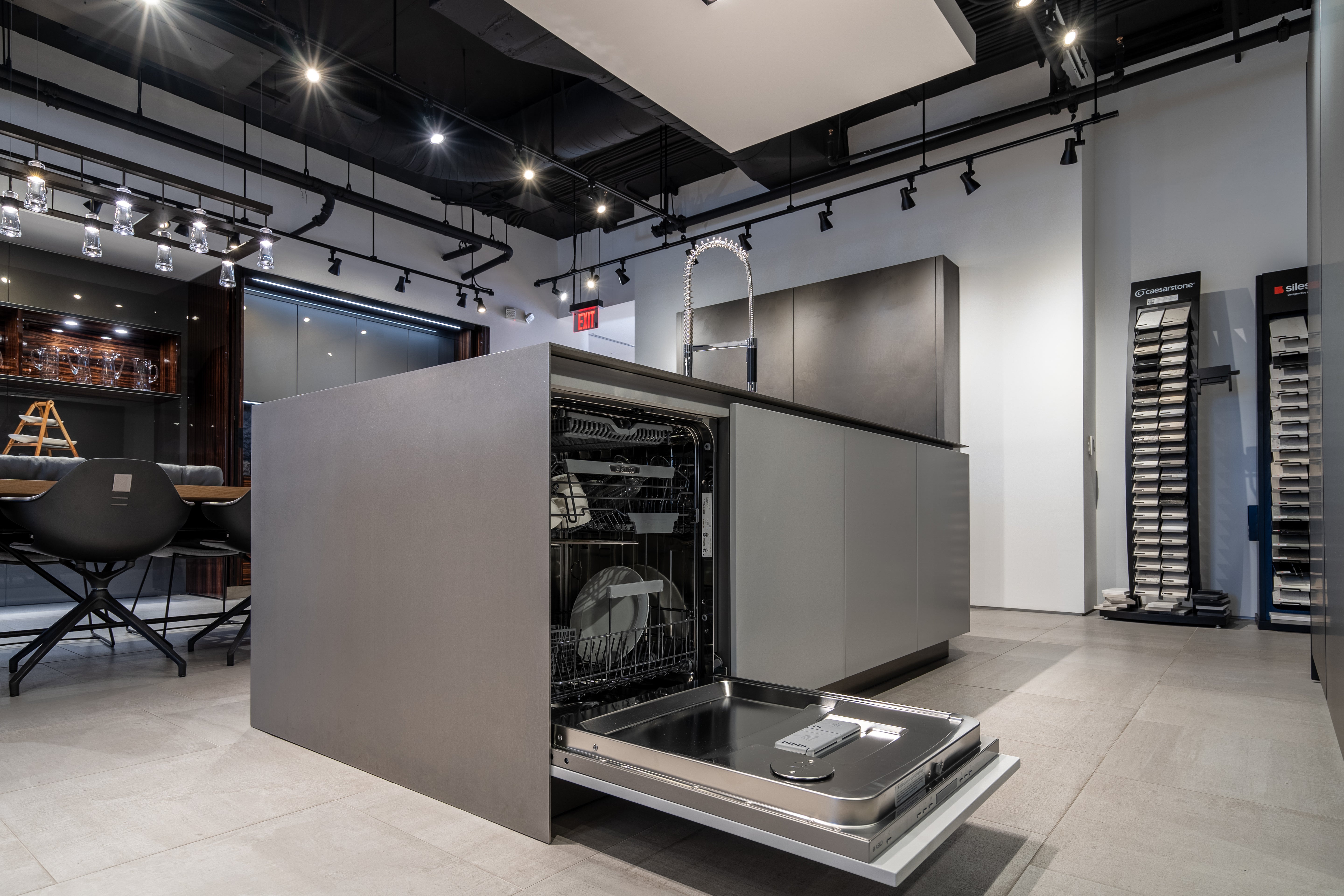 eggersmann USA Black & Grey Work's Glass Modern Kitchen with Sub-Zero & Wolf Appliances