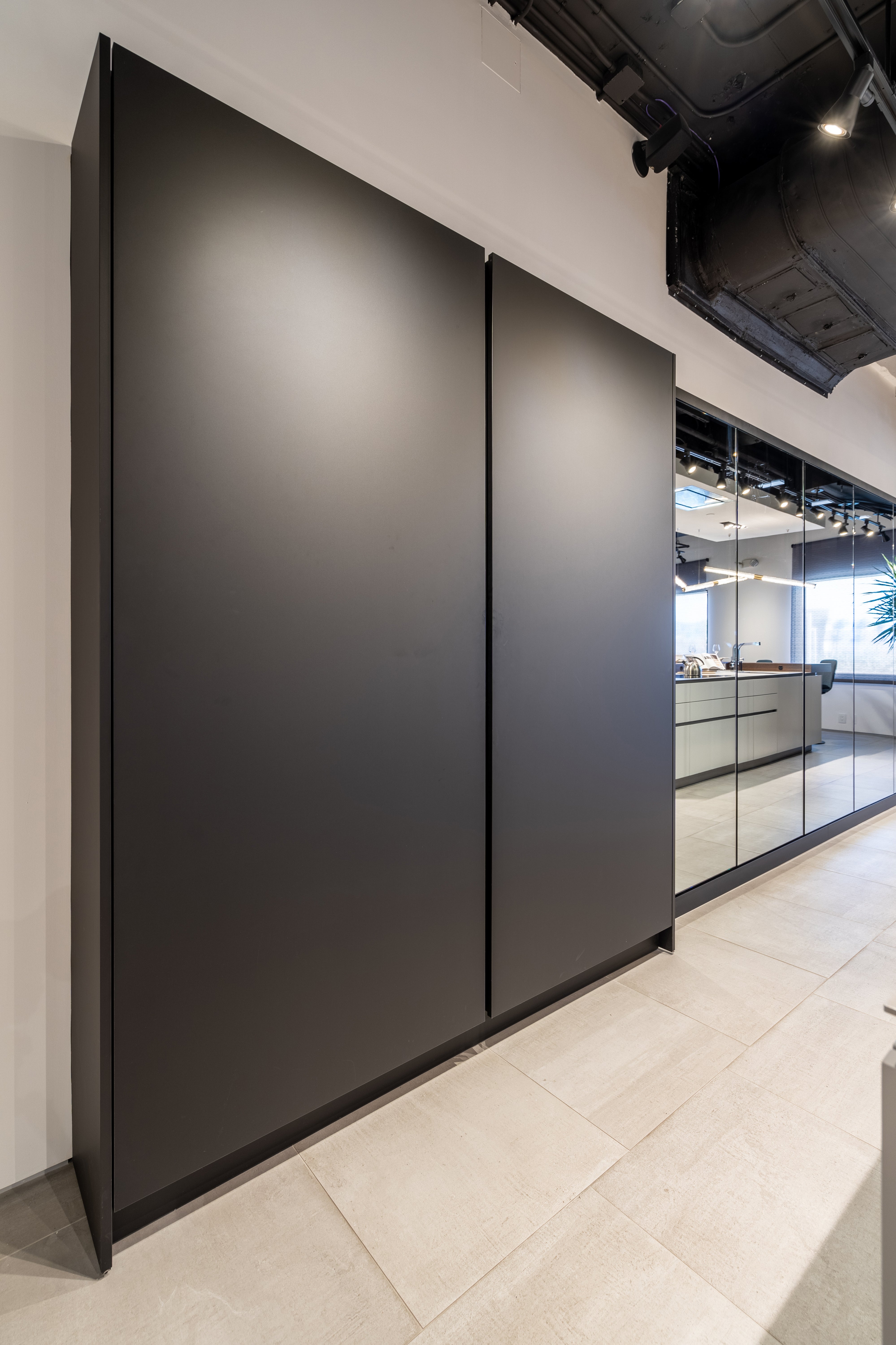 eggersmann USA Black & Grey Work's Glass Modern Kitchen with Sub-Zero & Wolf Appliances
