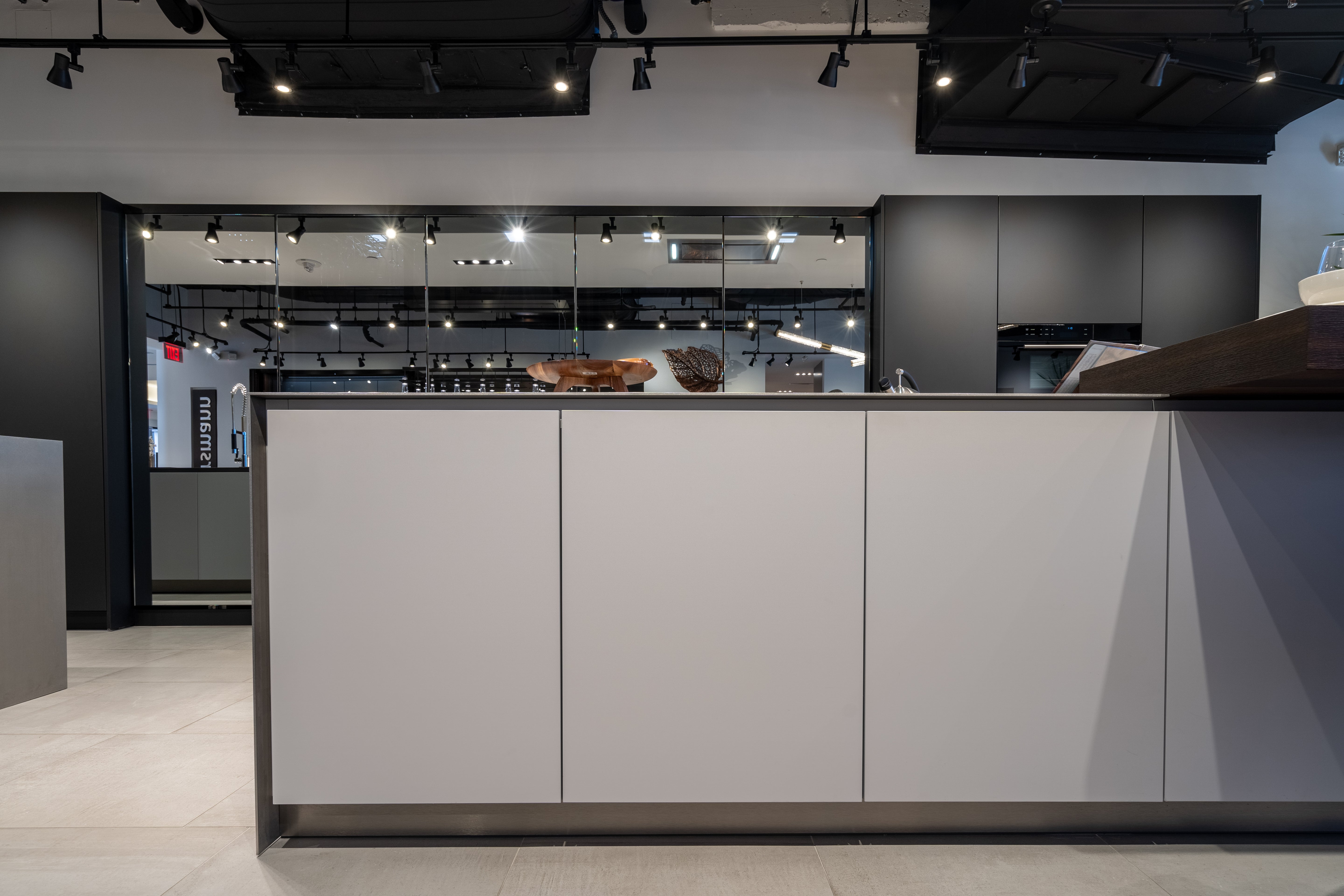 eggersmann USA Black & Grey Work's Glass Modern Kitchen with Sub-Zero & Wolf Appliances