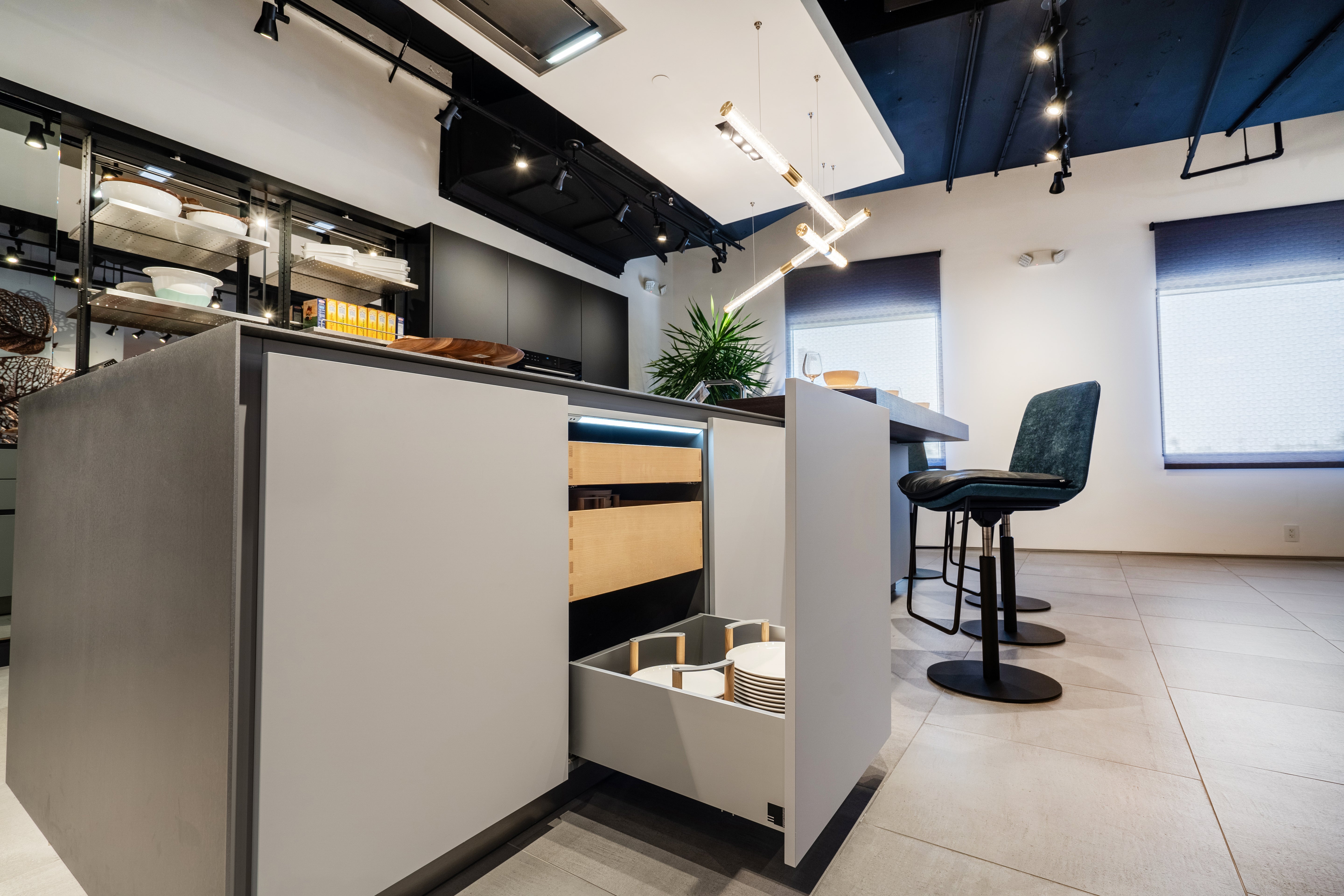 eggersmann USA Black & Grey Work's Glass Modern Kitchen with Sub-Zero & Wolf Appliances
