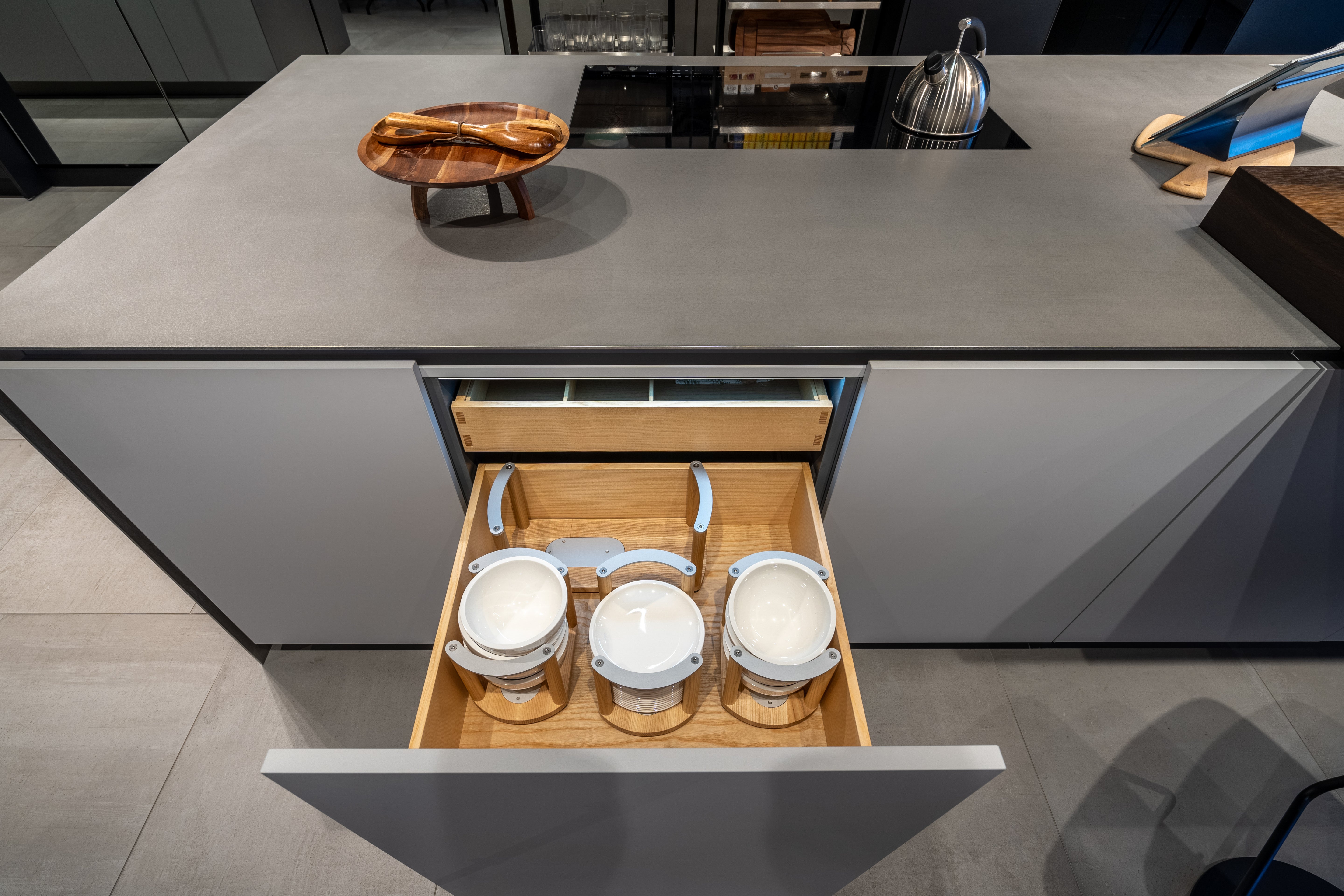 eggersmann USA Black & Grey Work's Glass Modern Kitchen with Sub-Zero & Wolf Appliances