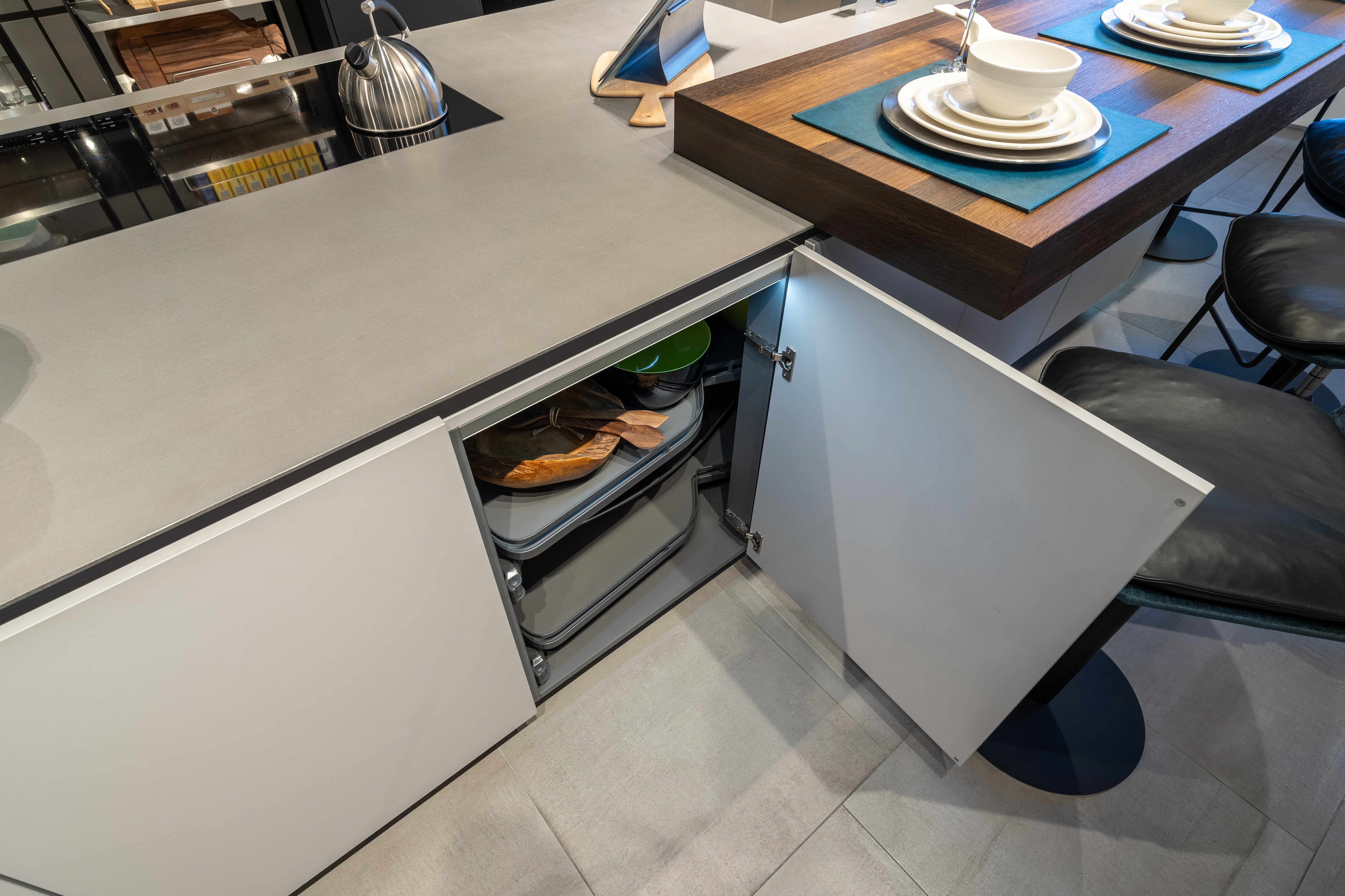 eggersmann USA Black & Grey Work's Glass Modern Kitchen with Sub-Zero & Wolf Appliances