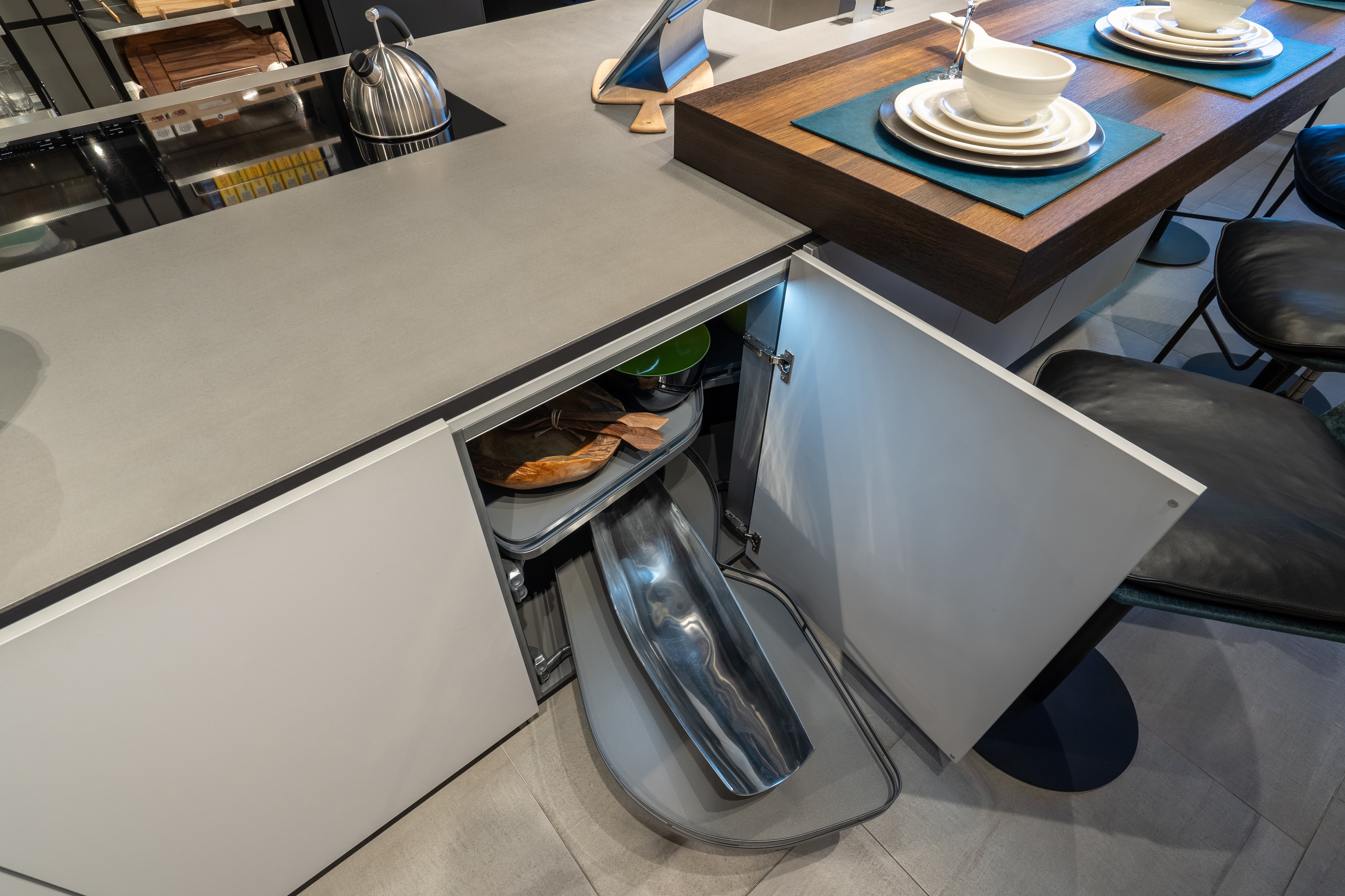 eggersmann USA Black & Grey Work's Glass Modern Kitchen with Sub-Zero & Wolf Appliances