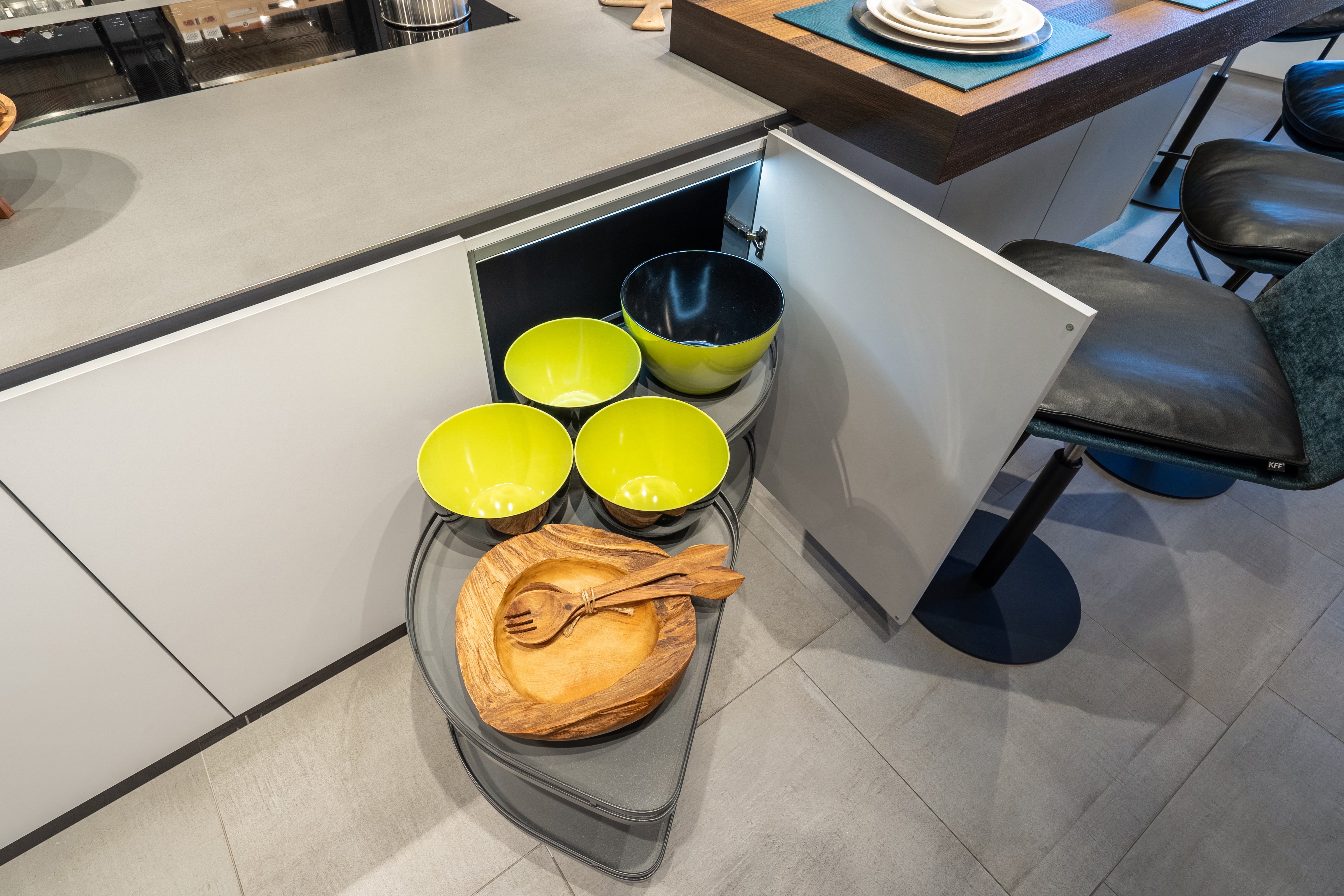 eggersmann USA Black & Grey Work's Glass Modern Kitchen with Sub-Zero & Wolf Appliances