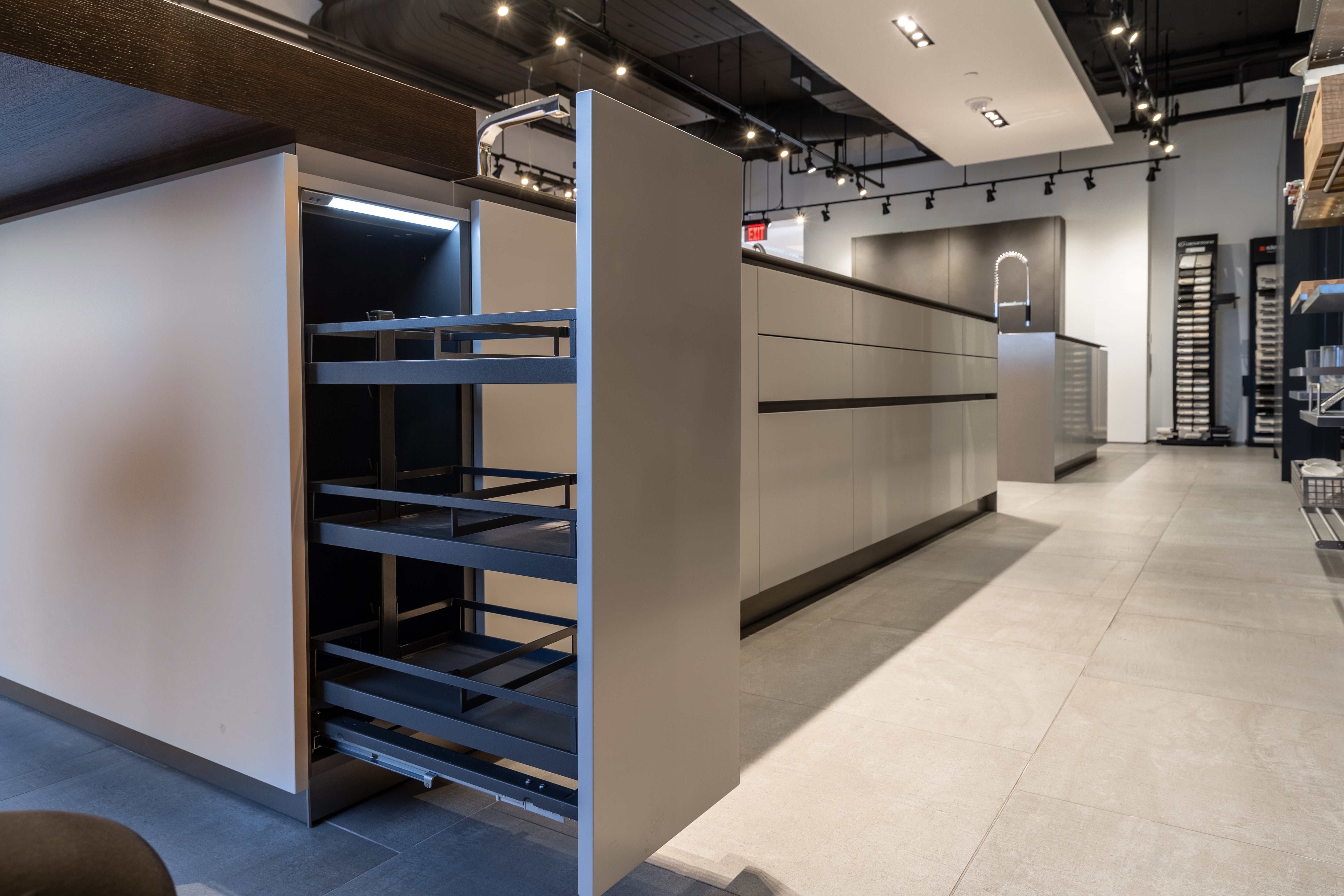 eggersmann USA Black & Grey Work's Glass Modern Kitchen with Sub-Zero & Wolf Appliances