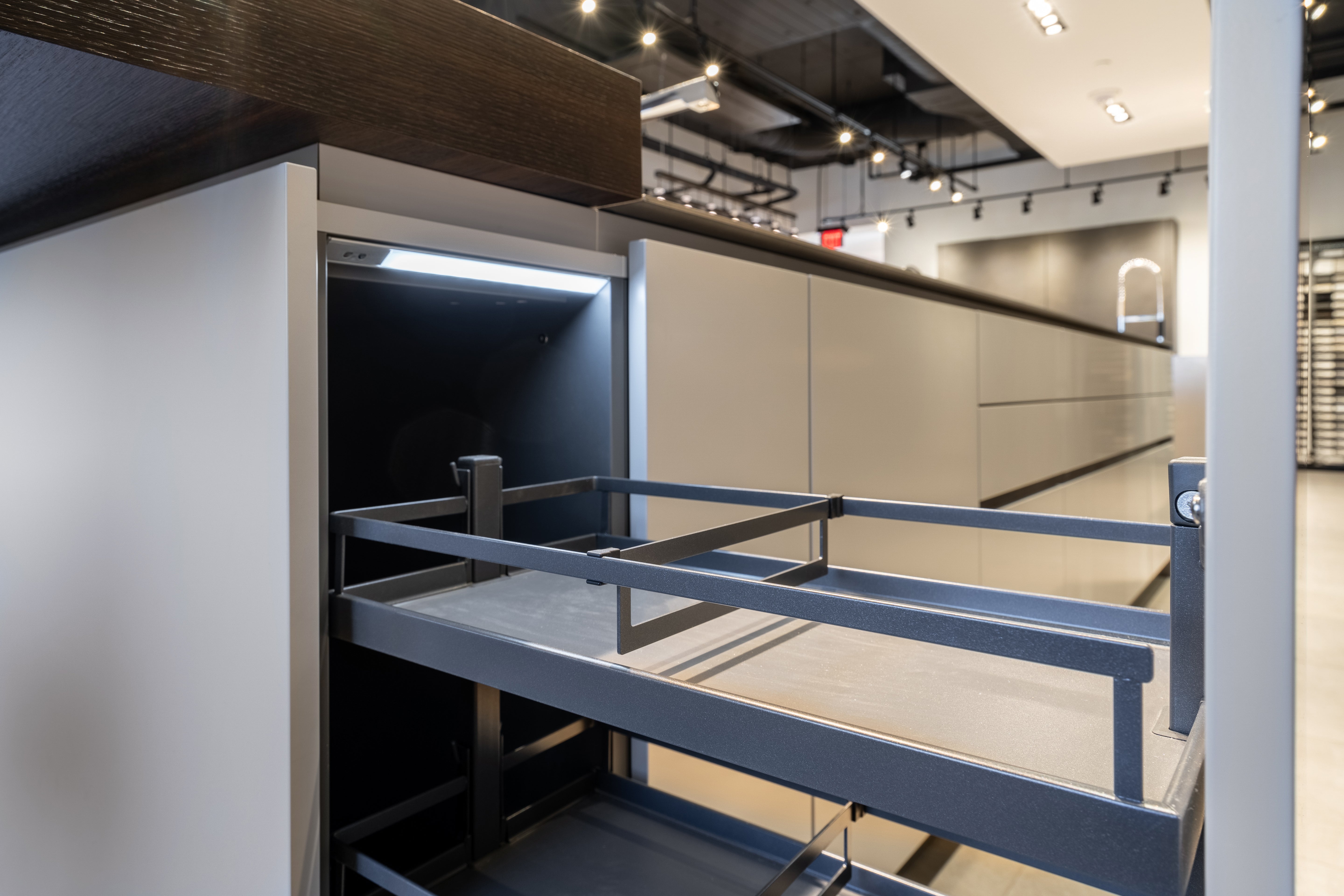 eggersmann USA Black & Grey Work's Glass Modern Kitchen with Sub-Zero & Wolf Appliances