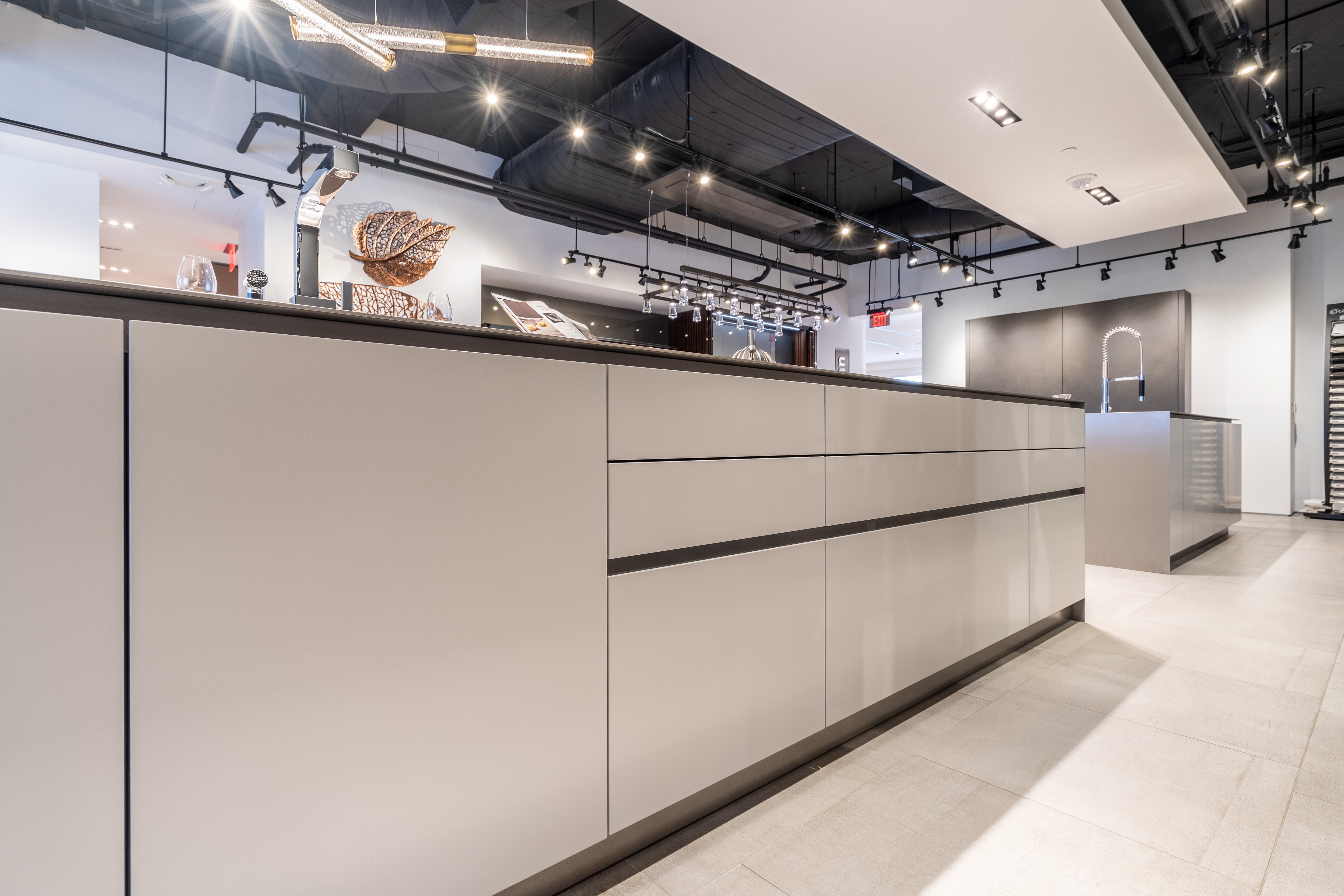 eggersmann USA Black & Grey Work's Glass Modern Kitchen with Sub-Zero & Wolf Appliances