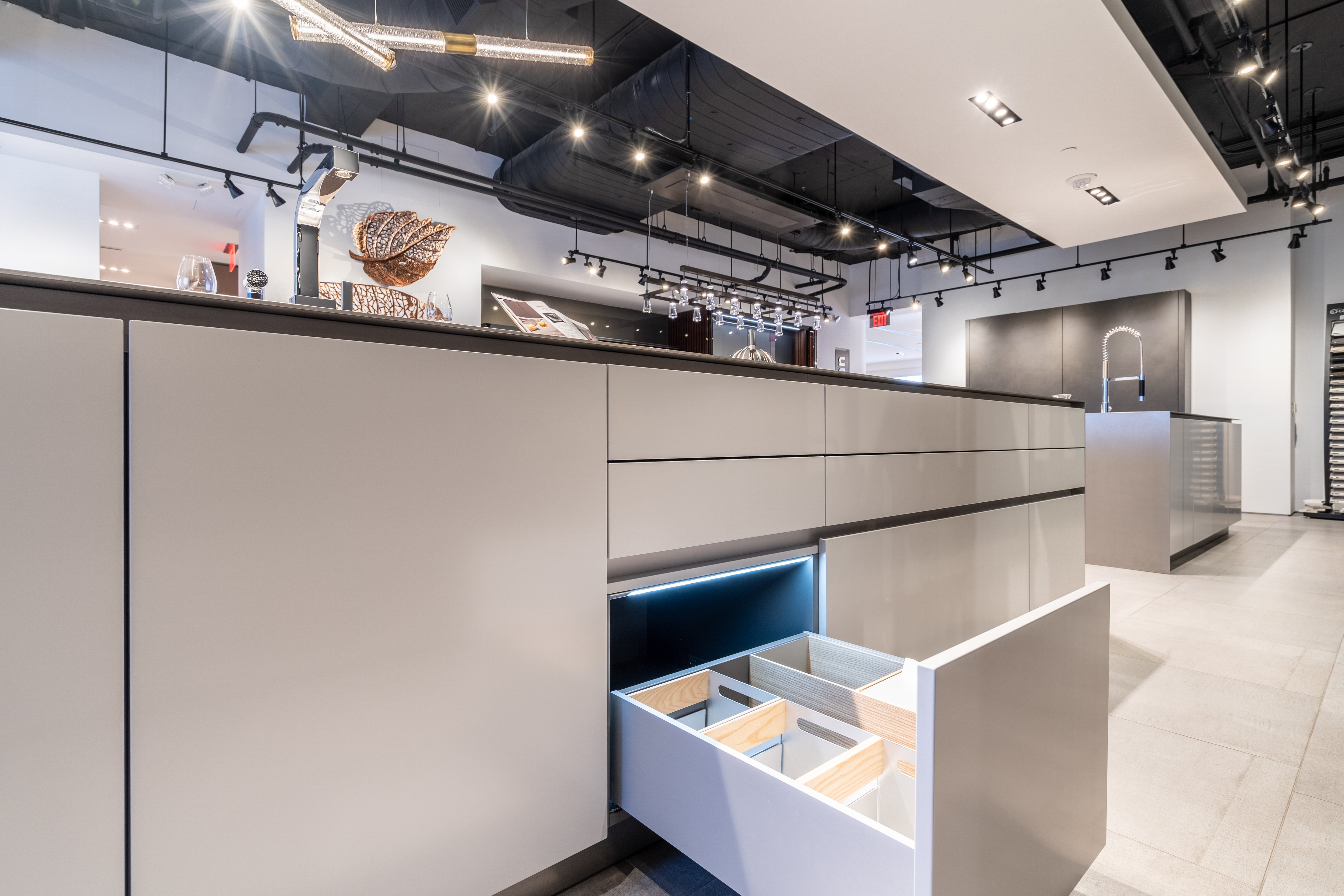 eggersmann USA Black & Grey Work's Glass Modern Kitchen with Sub-Zero & Wolf Appliances