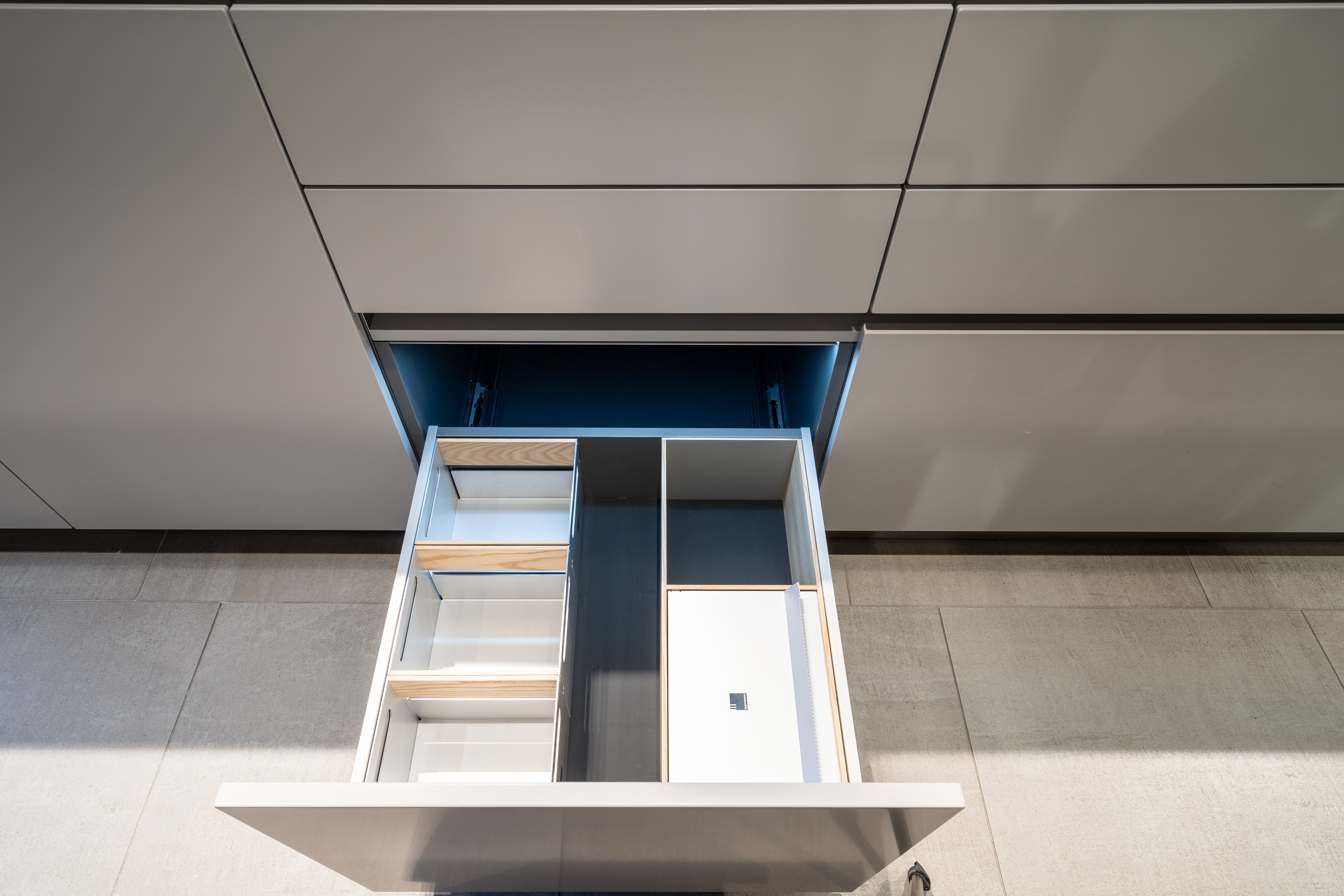 eggersmann USA Black & Grey Work's Glass Modern Kitchen with Sub-Zero & Wolf Appliances