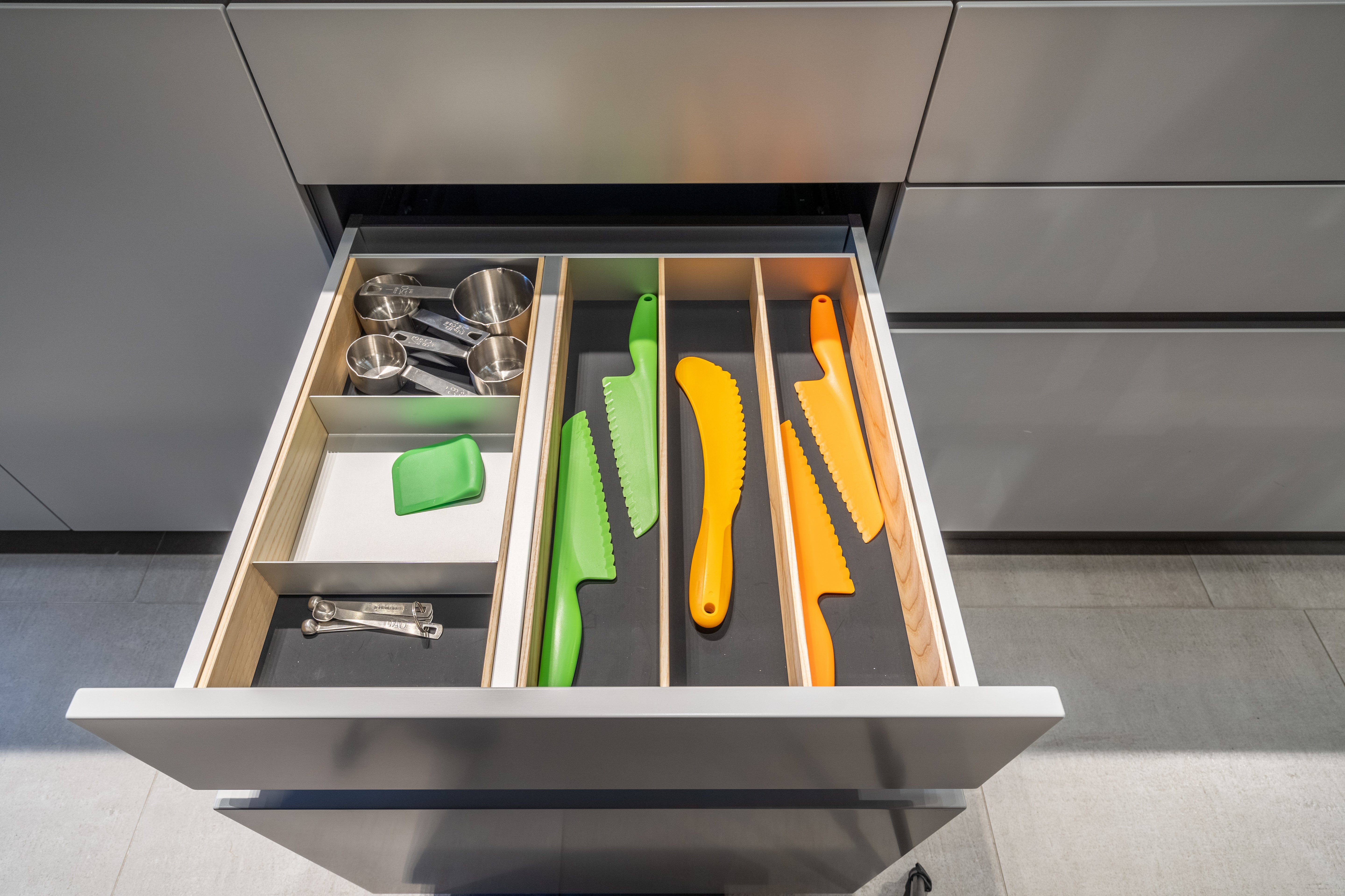 eggersmann USA Black & Grey Work's Glass Modern Kitchen with Sub-Zero & Wolf Appliances