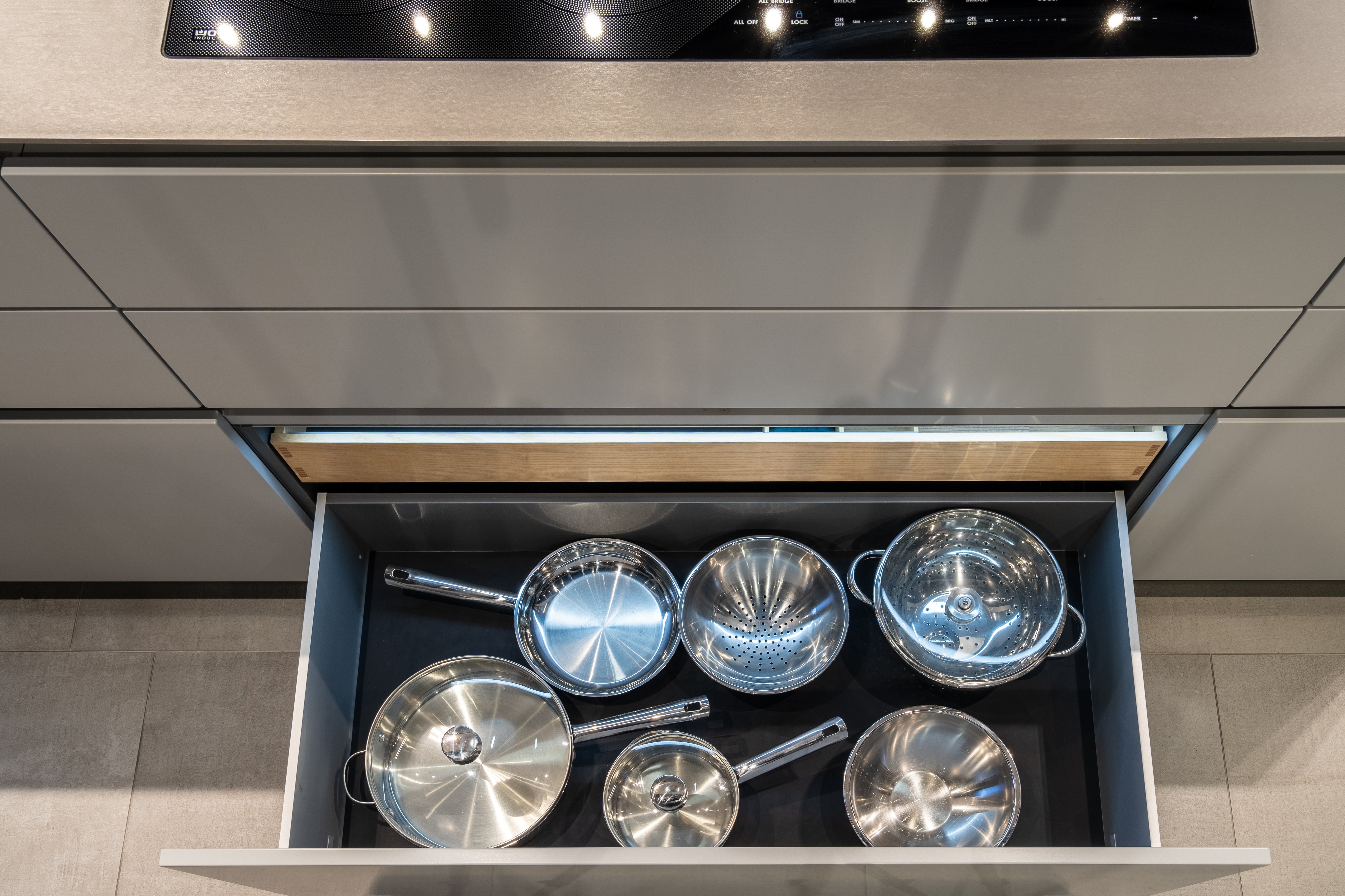 eggersmann USA Black & Grey Work's Glass Modern Kitchen with Sub-Zero & Wolf Appliances