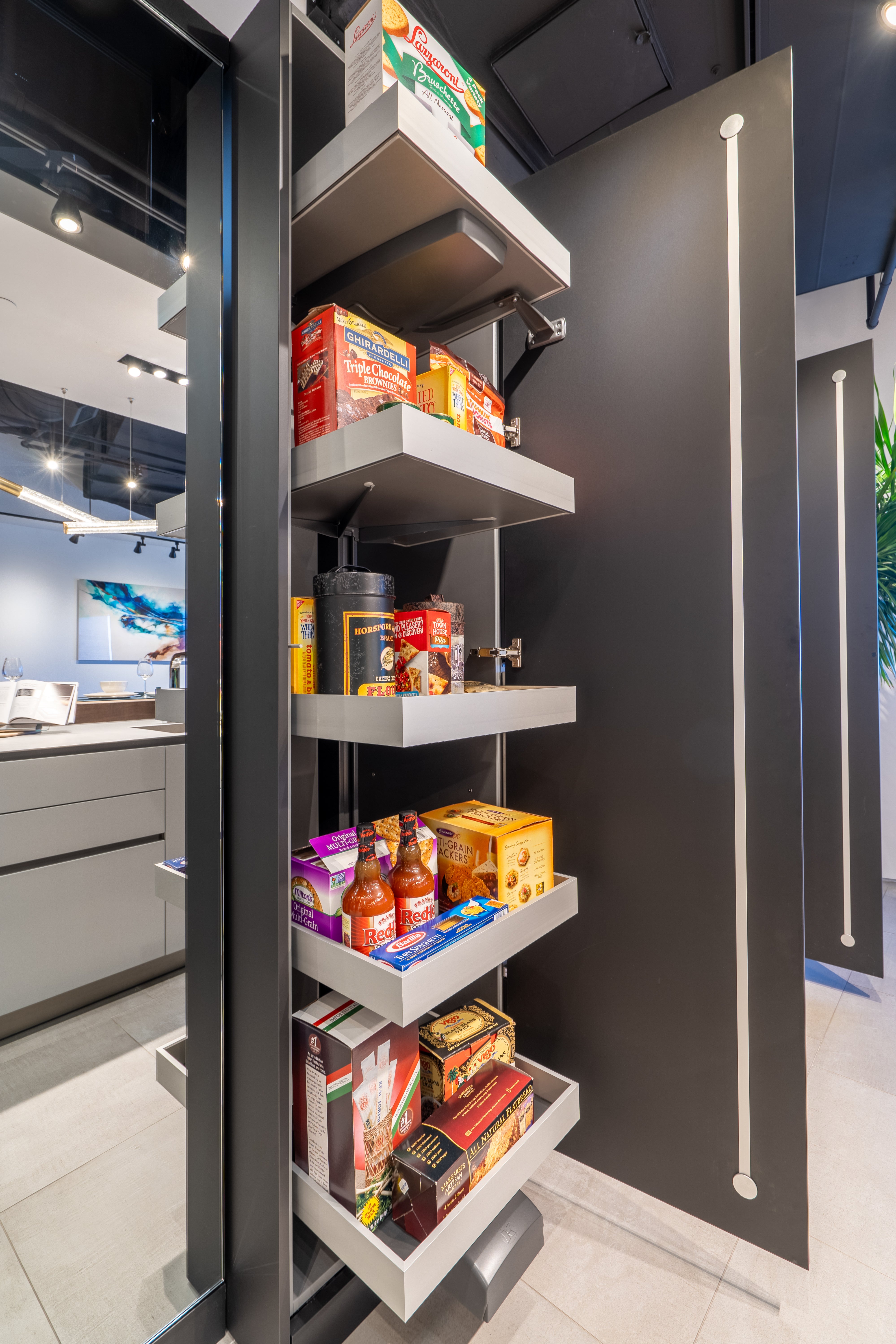 eggersmann USA Black & Grey Work's Glass Modern Kitchen with Sub-Zero & Wolf Appliances