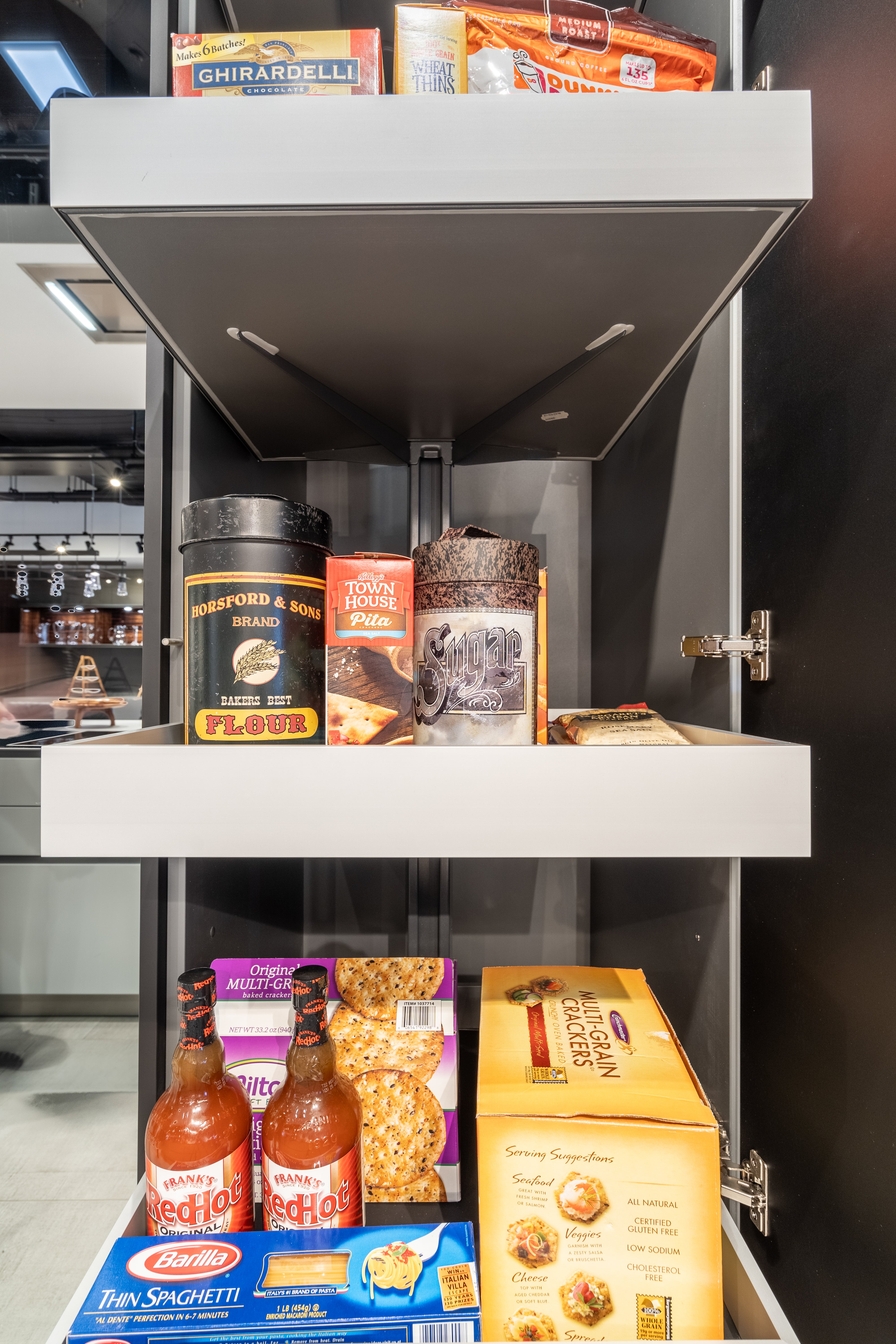 eggersmann USA Black & Grey Work's Glass Modern Kitchen with Sub-Zero & Wolf Appliances