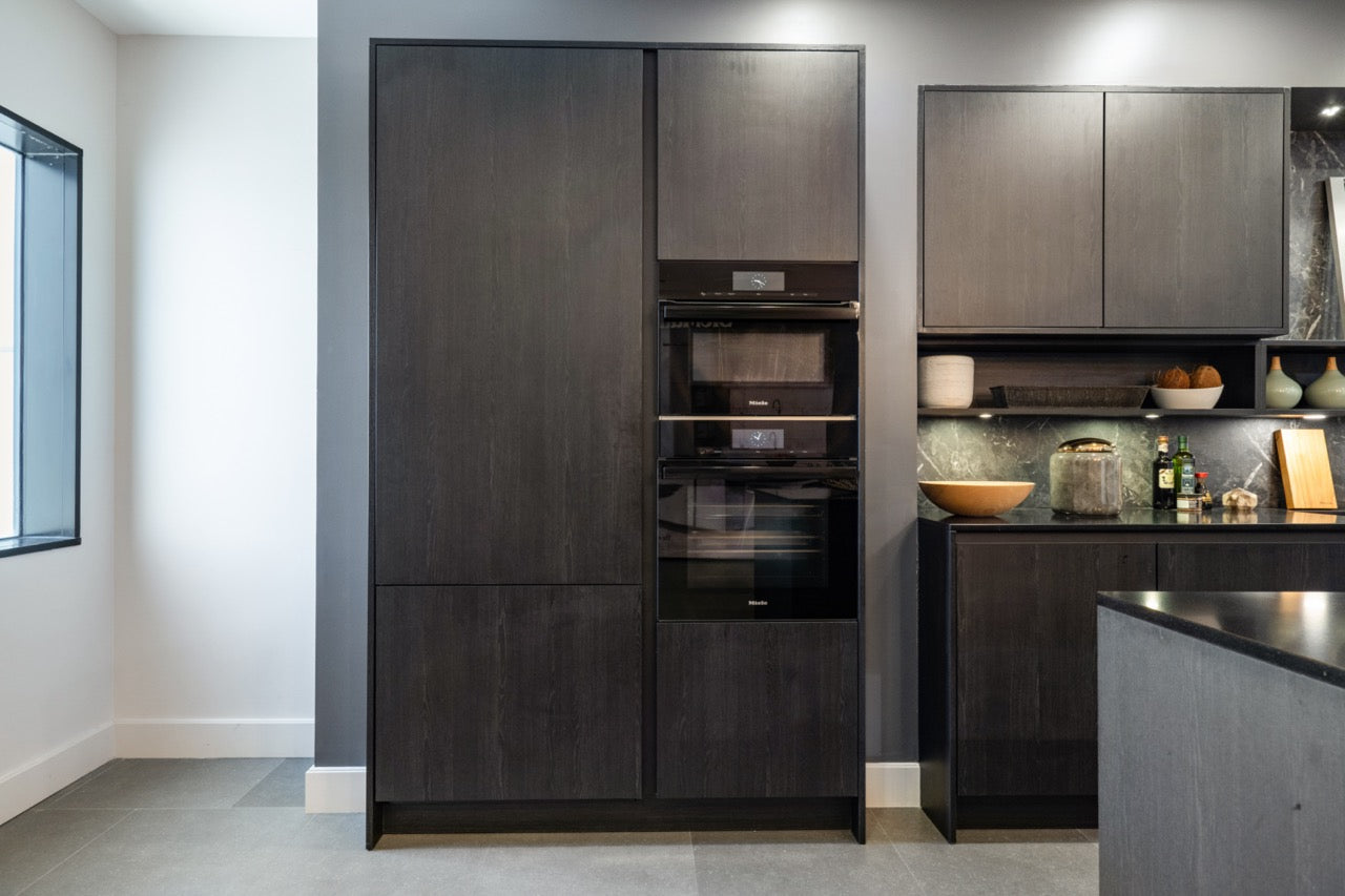 SieMatic Modern Black Kitchen with Island & Miele Appliances