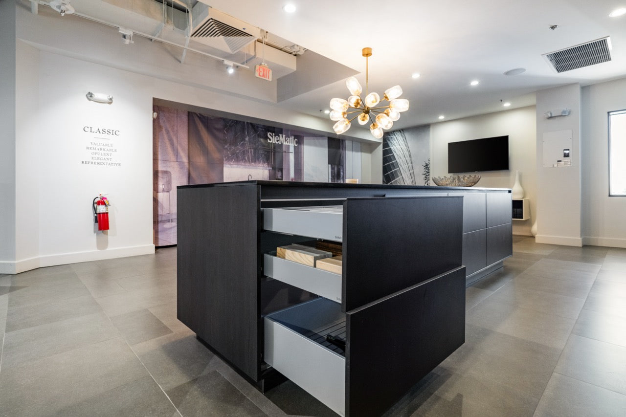SieMatic Modern Black Kitchen with Island & Miele Appliances