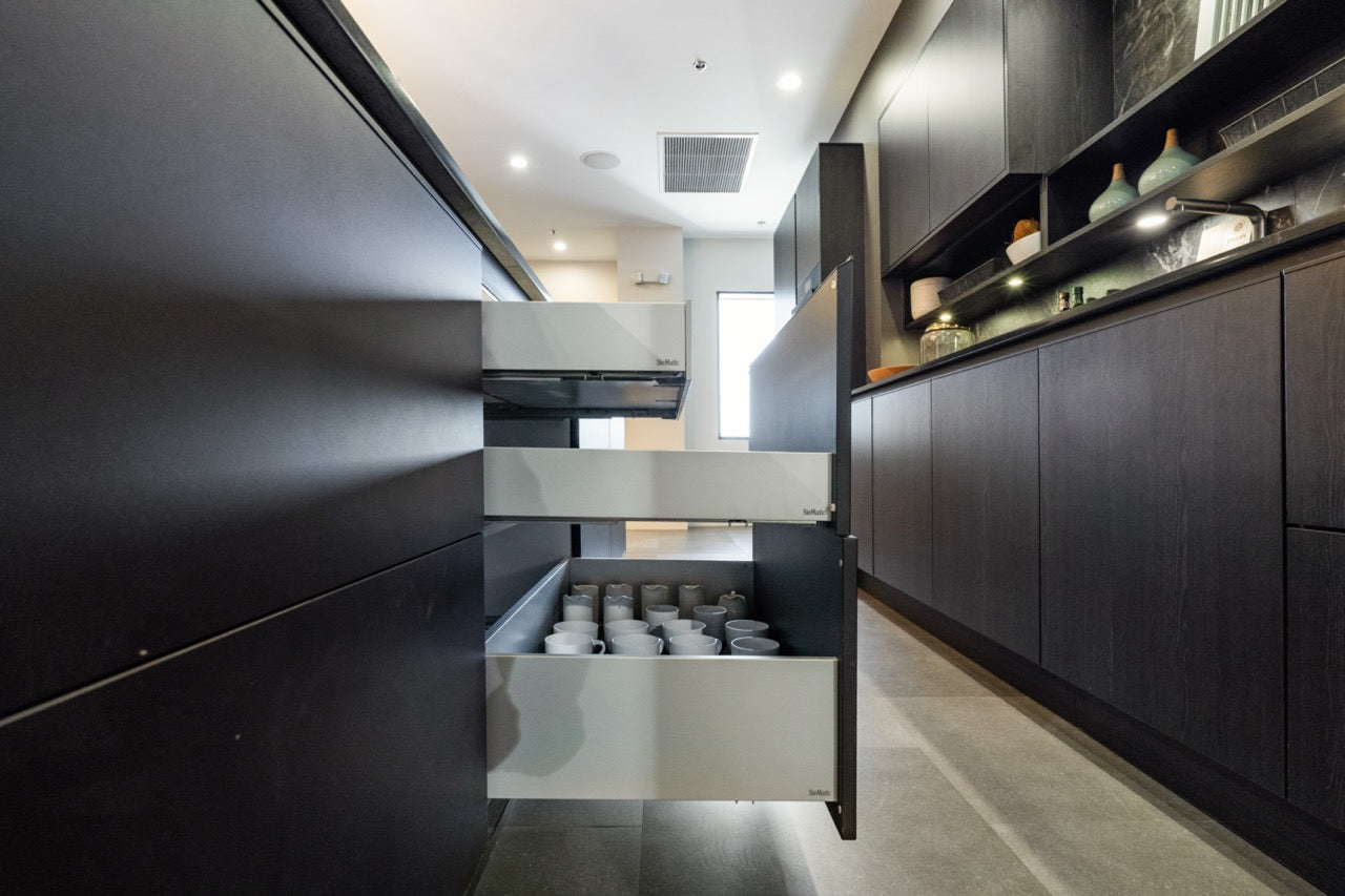 SieMatic Modern Black Kitchen with Island & Miele Appliances