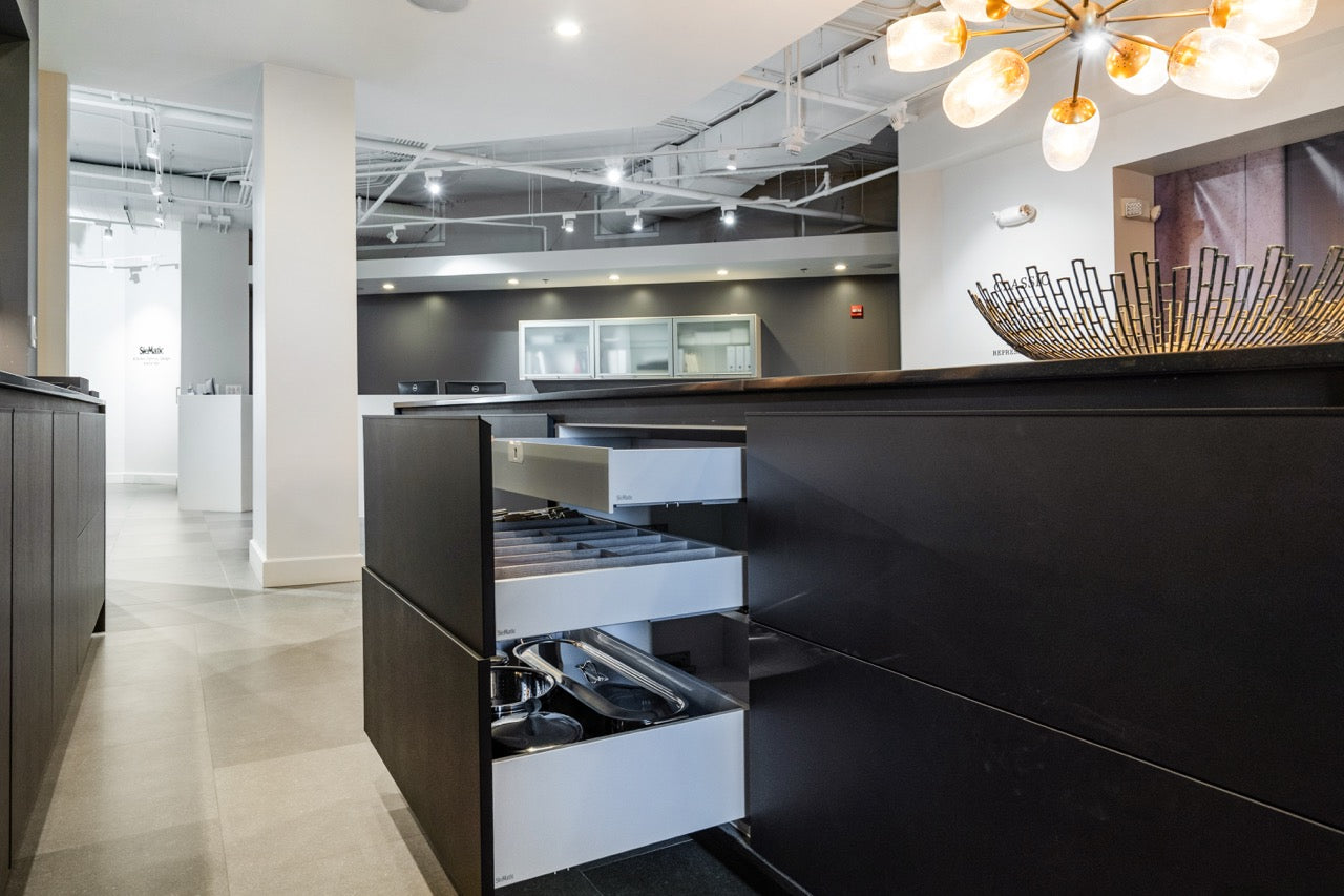 SieMatic Modern Black Kitchen with Island & Miele Appliances