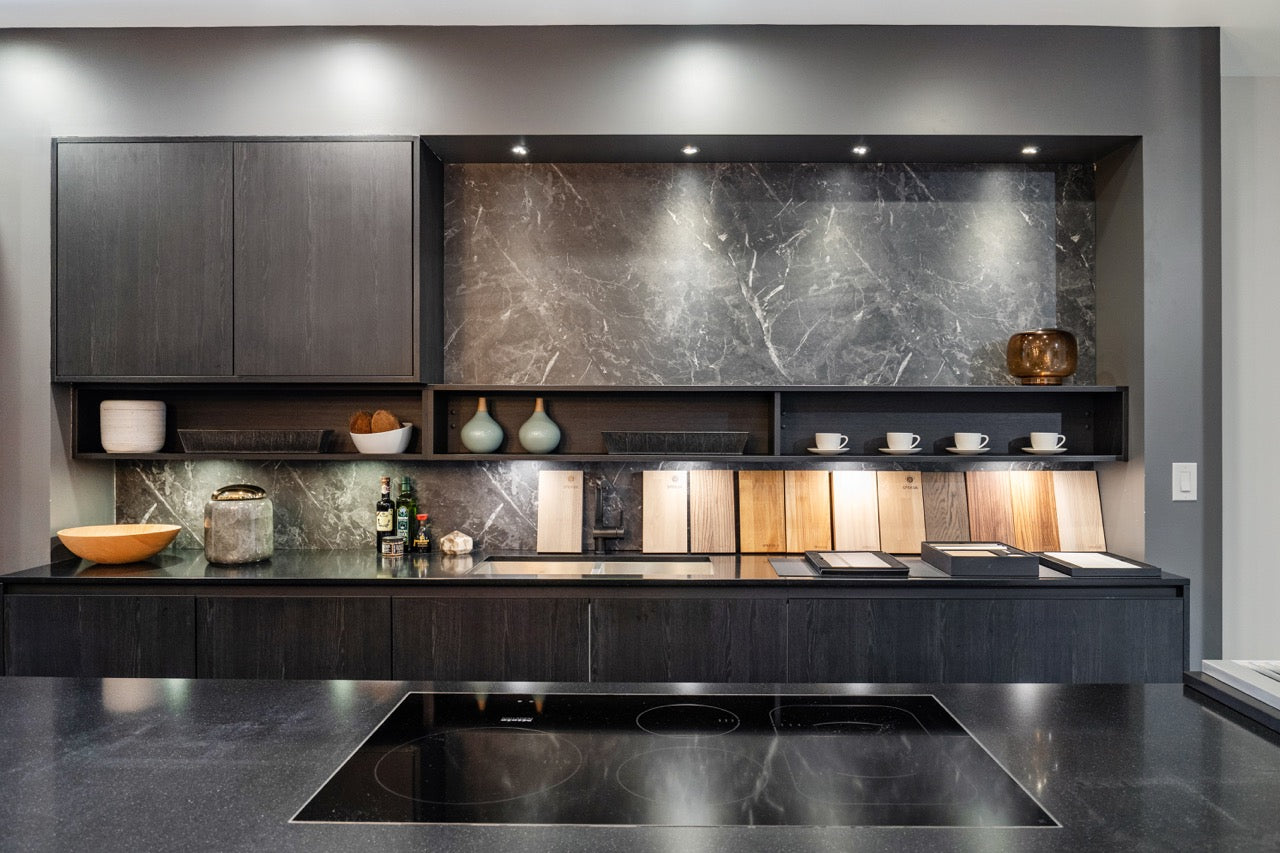 SieMatic Modern Black Kitchen with Island & Miele Appliances