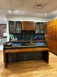 Hans Krug Modern Grey Gloss & Exotic Veneer Kitchen with Island